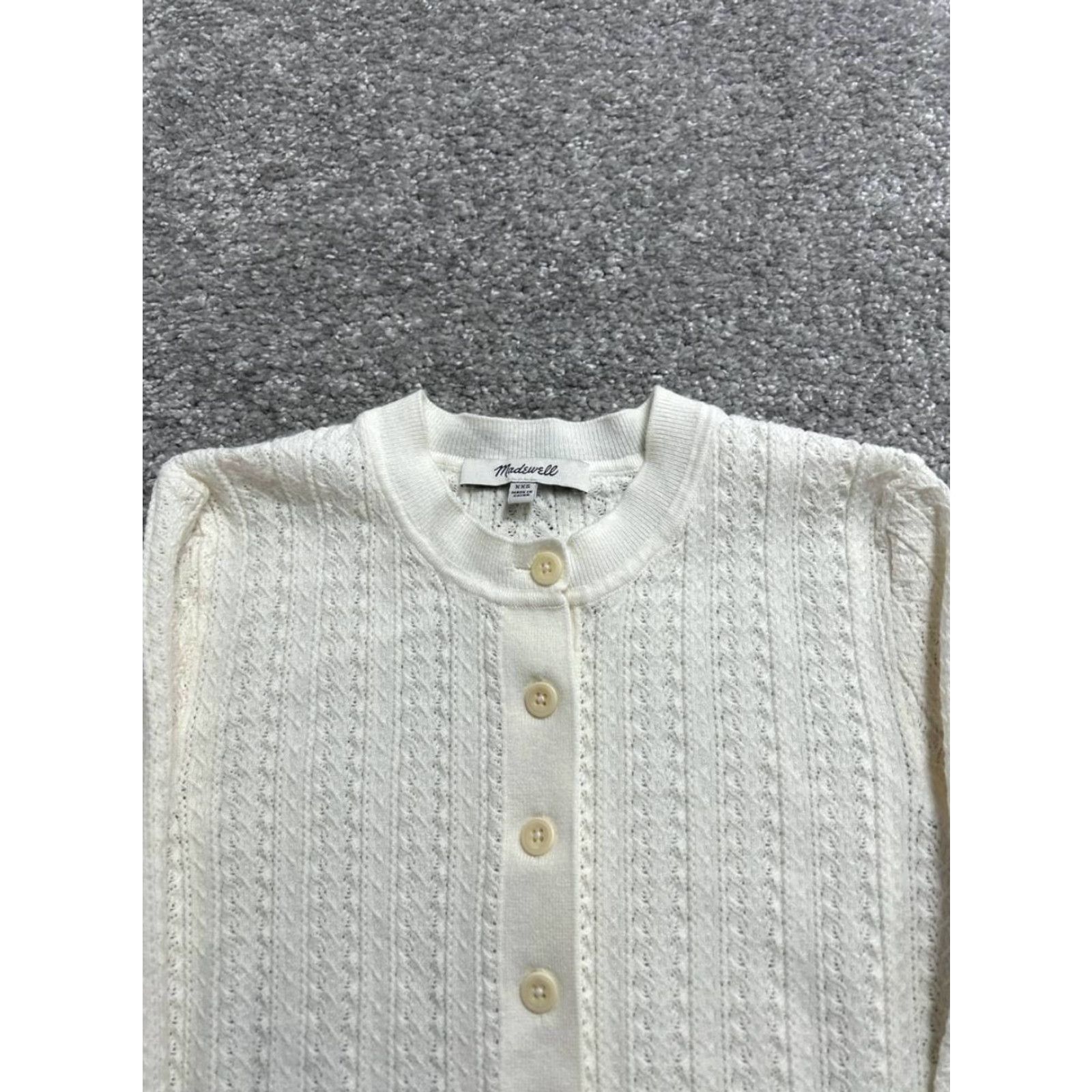 Madewell Madewell Cardigan Sweater Womens XXS Beige Open Knit Button Front Shirt Size XXS / US 00 / IT 34 - 3 Thumbnail