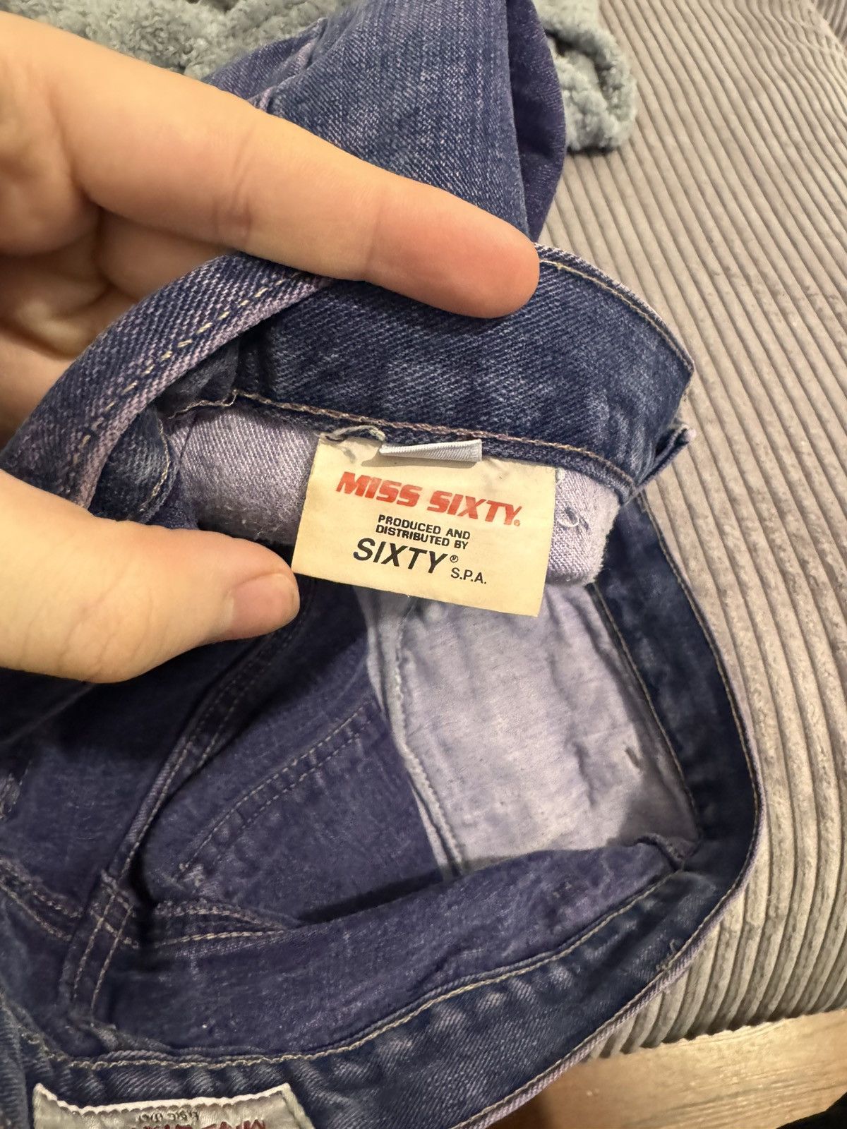 Japanese Brand Y2K Vintage Miss Sixty Jeans Purple Acid Wash Flared Low Ris Size 29" - 12 Thumbnail