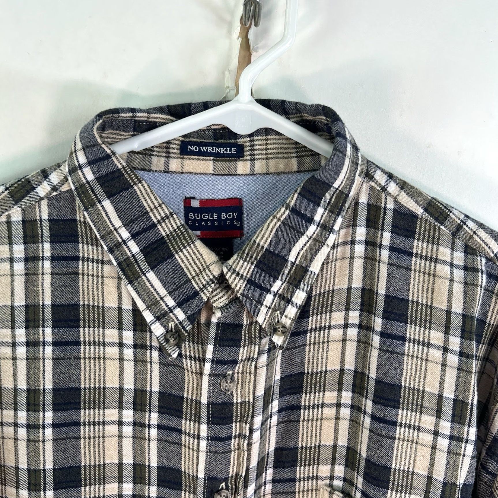 Bugle Boy Bugle Boy Multicolor Plaid Button-Up Shirt Adult XL Hand Bleached Flannel Deer Skull Flag Grunge Boho Casual Long Sleeve Mens Size XL / US 12-14 / IT 48-50 - 3 Thumbnail
