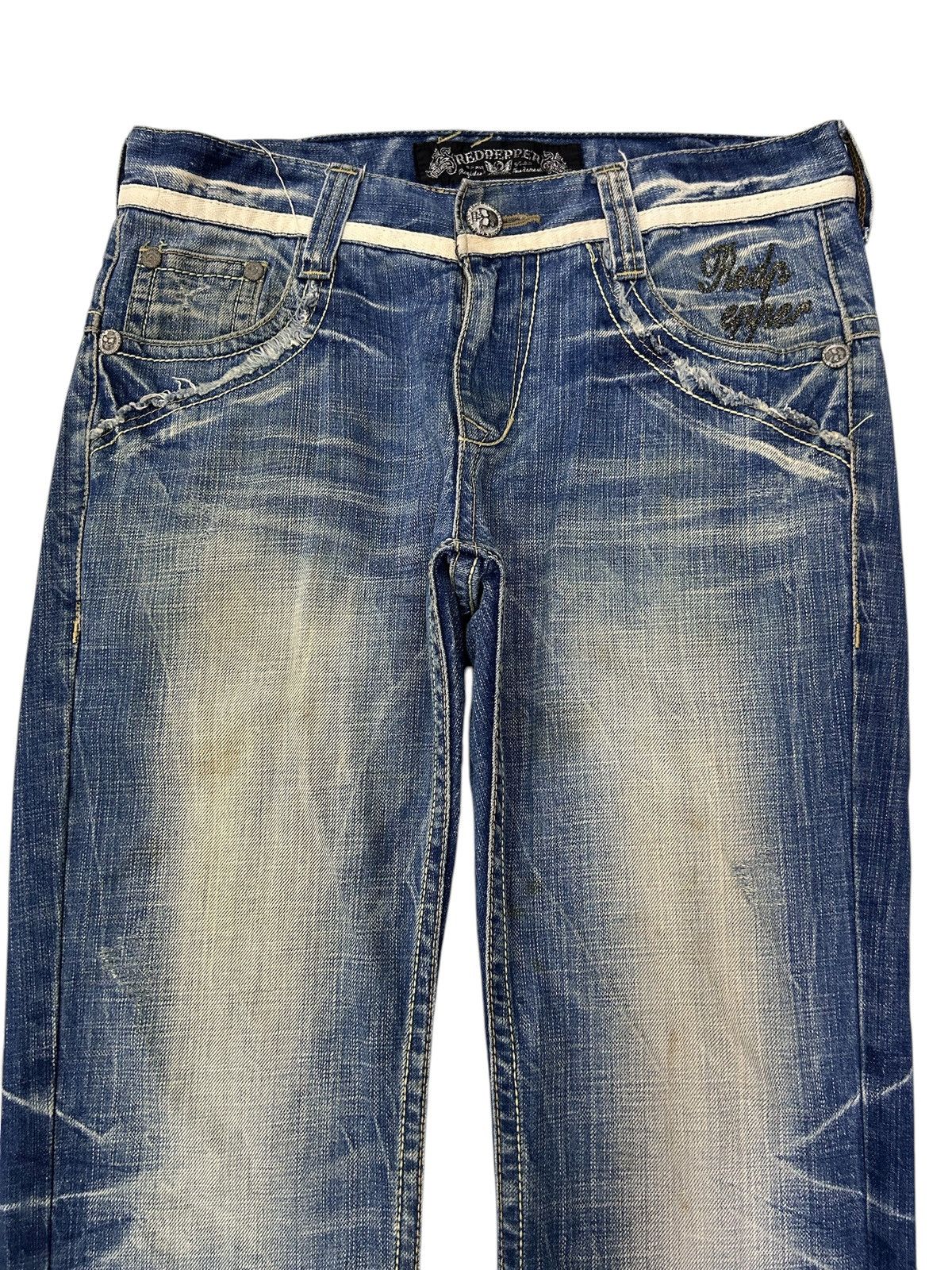 Japanese Brand × Vintage Flare Jeans Embroidered Skull Patch Distressed Denim Size US 32 / EU 48 - 5 Thumbnail