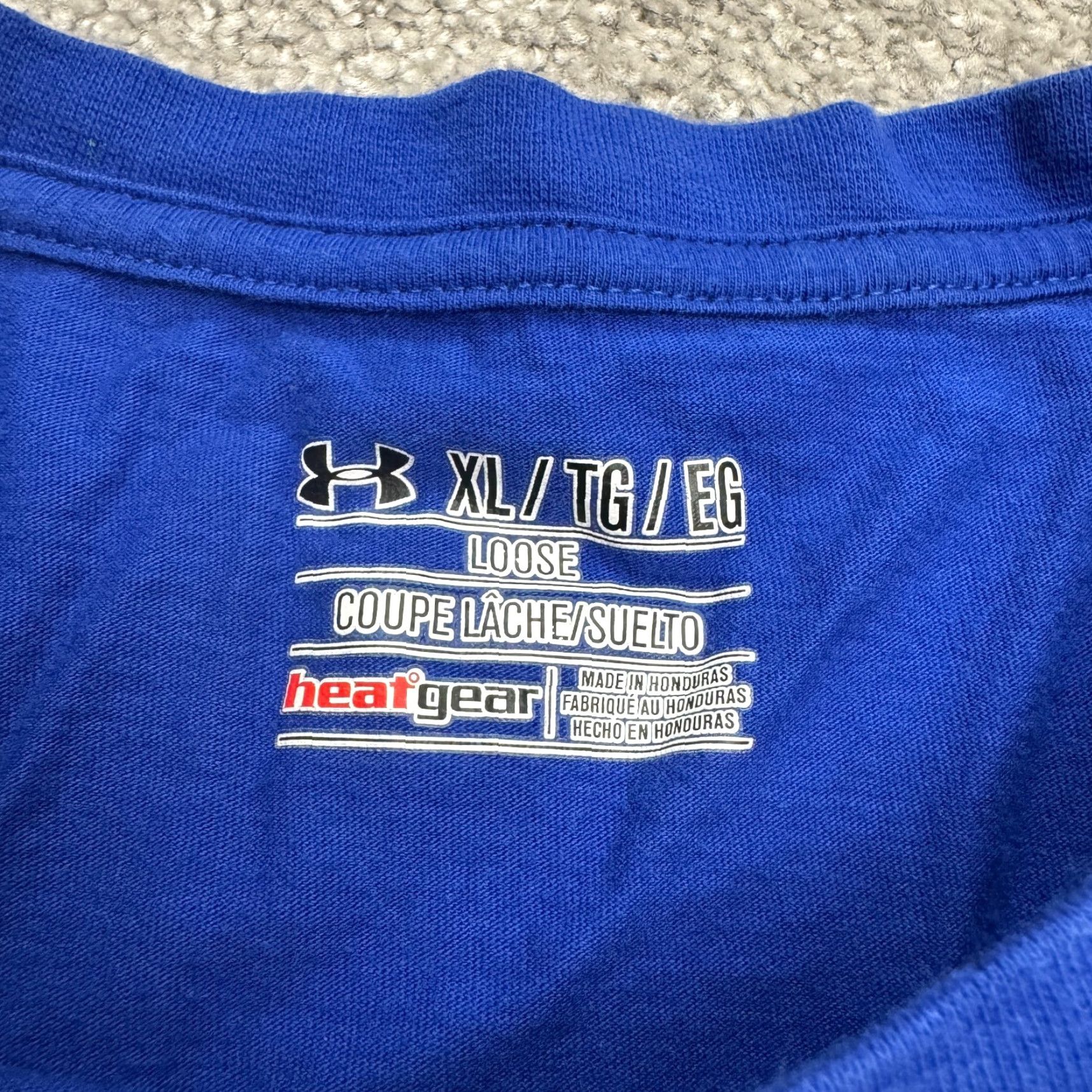 Under Armour Under Armour HeatGear T-Shirt Men XL Blue Cotton Loose Fit Crew Neck Graphic Tee Size US XL / EU 56 / 4 - 5 Thumbnail