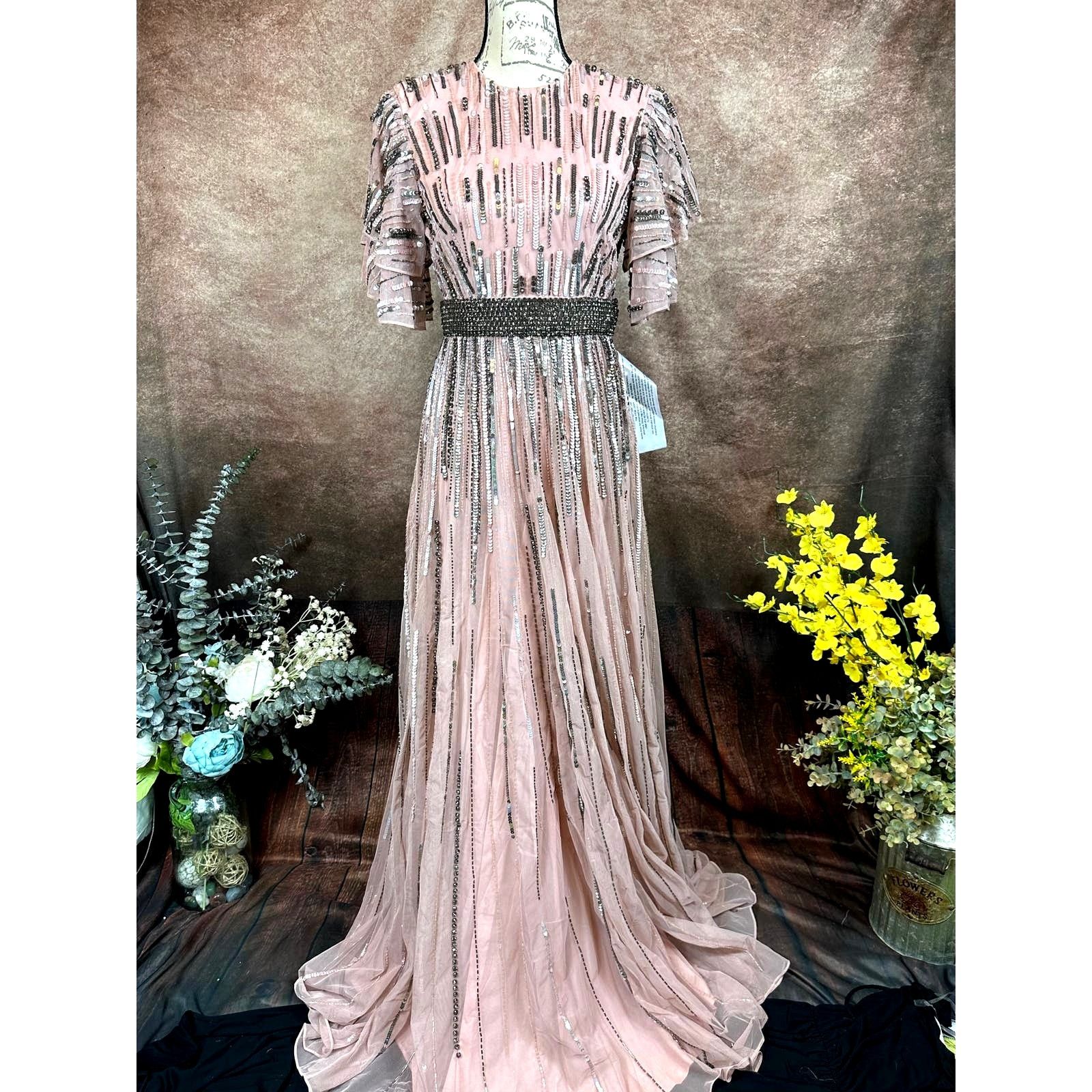 Other Mac Duggal Embellished Layered Sleeve Gown Vintage Rose 4 Size S / US 4 / IT 40 - 2 Thumbnail
