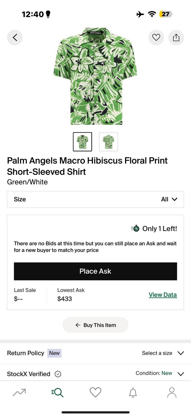Palm Angels Palm Angels Macro Hibiscus Floral Print Short-Sleeved Shirt Size US M / EU 48-50 / 2 - 20 Thumbnail