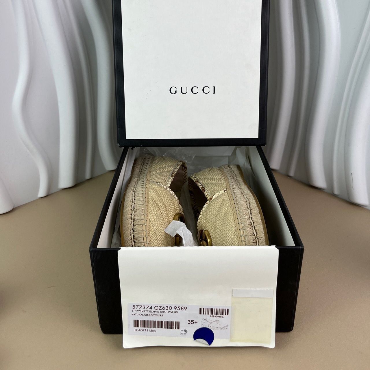 Gucci Gucci Womens Straw Espadrille Flats With Double G Logo Natur Size US 5 / IT 35 - 4 Thumbnail