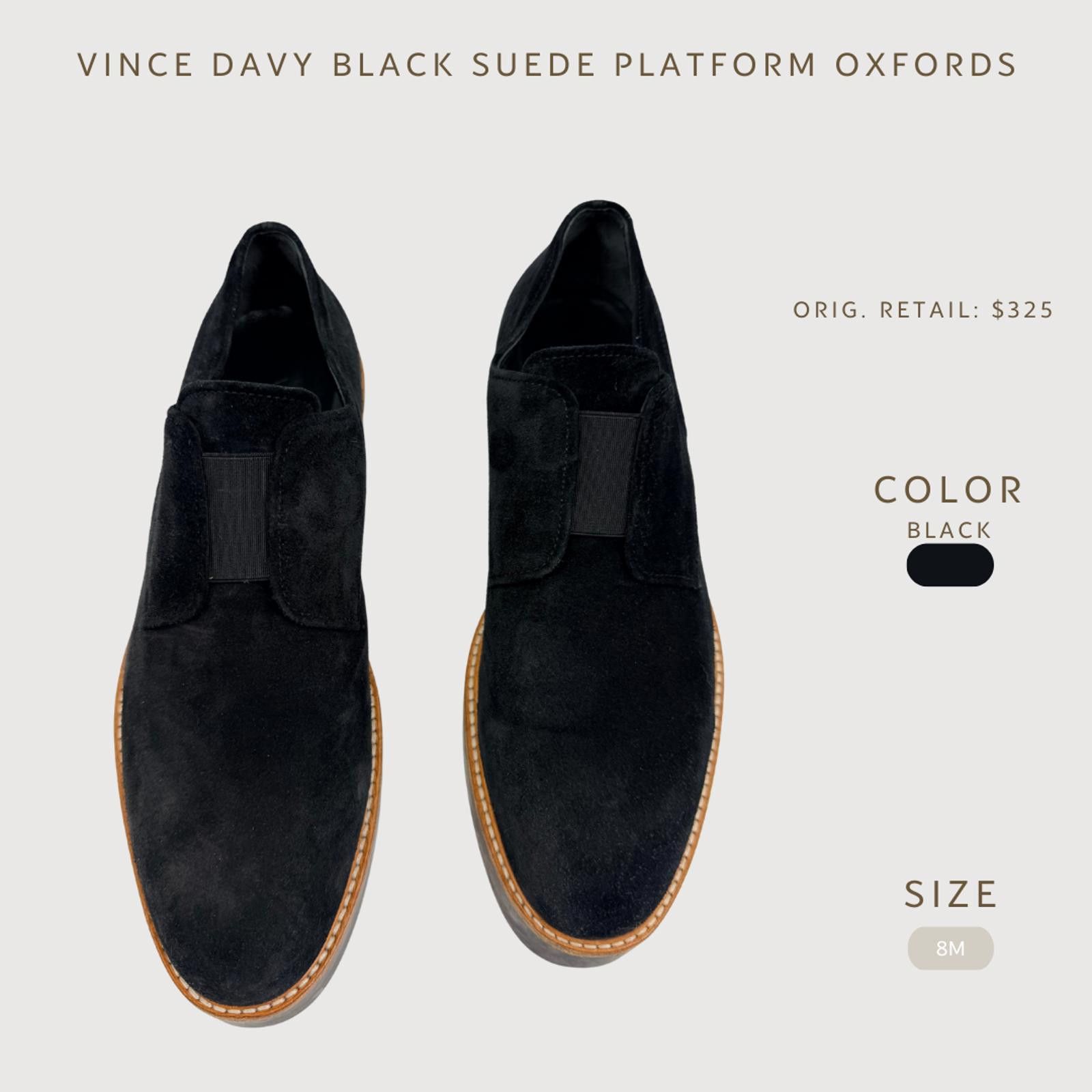 Vince Vince Davy Black Suede Platform Slip On Oxfords Size 8M EU38 Size US 8 / IT 38 - 2 Thumbnail