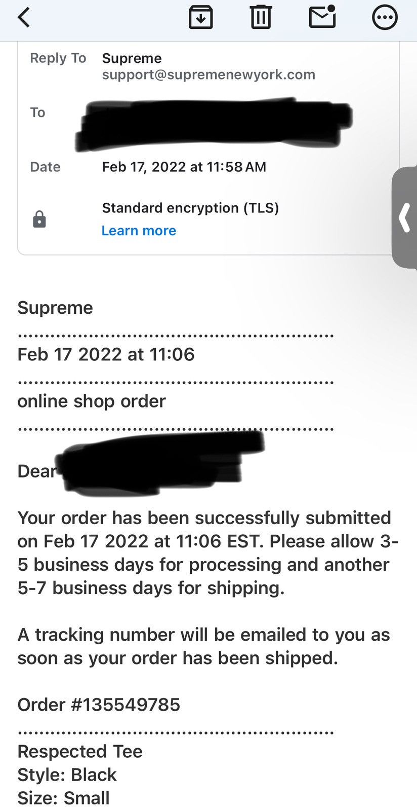 Supreme Supreme respected tee Size US S / EU 44-46 / 1 - 4 Thumbnail