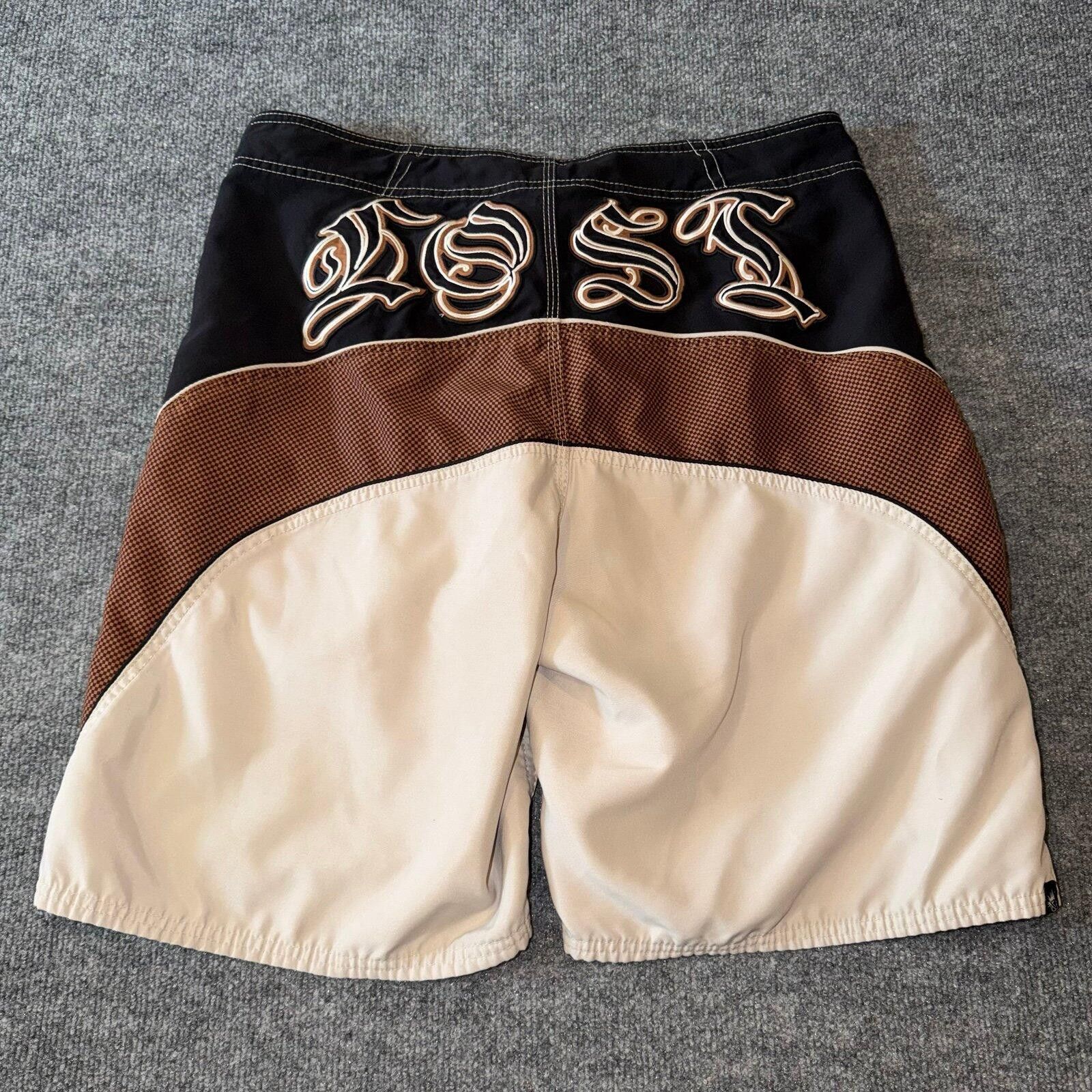 LOST Spellout Surf Board Shorts Mens LG VTG Y2K 90s Rare