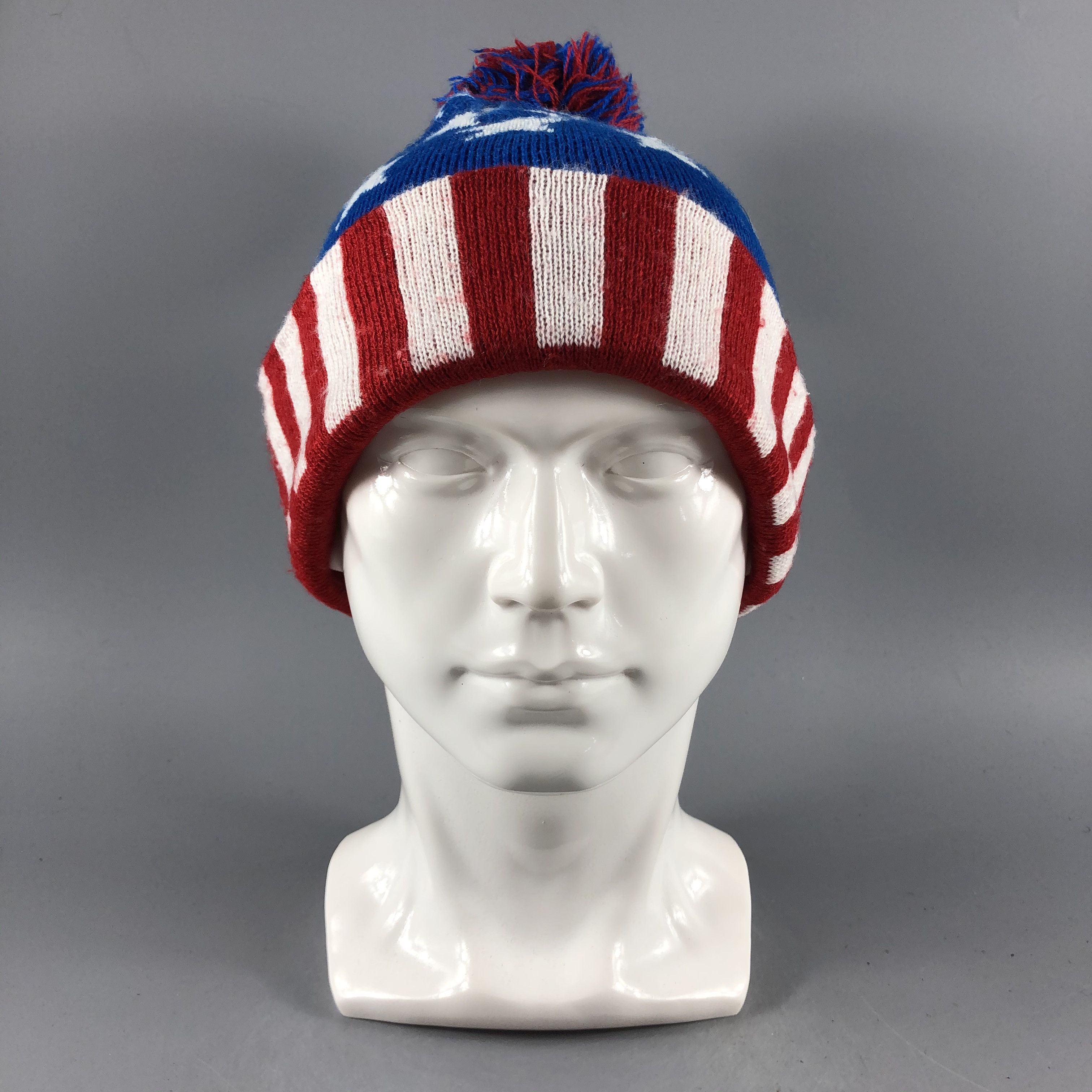Vintage Unknown American Flag Bobble Beanie Snow Hat Snow Cap -D767 Size ONE SIZE - 7 Thumbnail