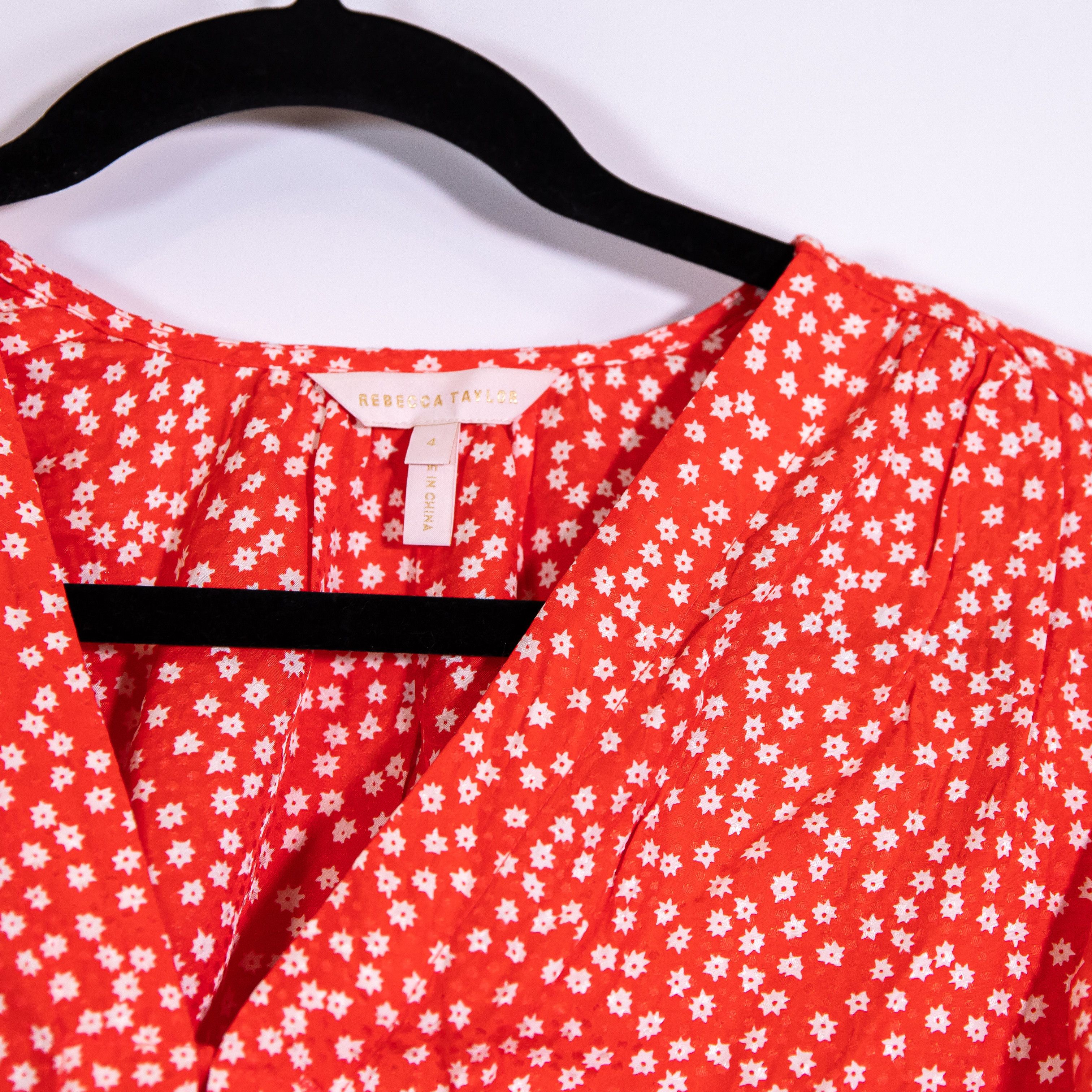 Rebecca Taylor Rebecca Taylor Malia Red Silk Floral Size S / US 4 / IT 40 - 2 Thumbnail