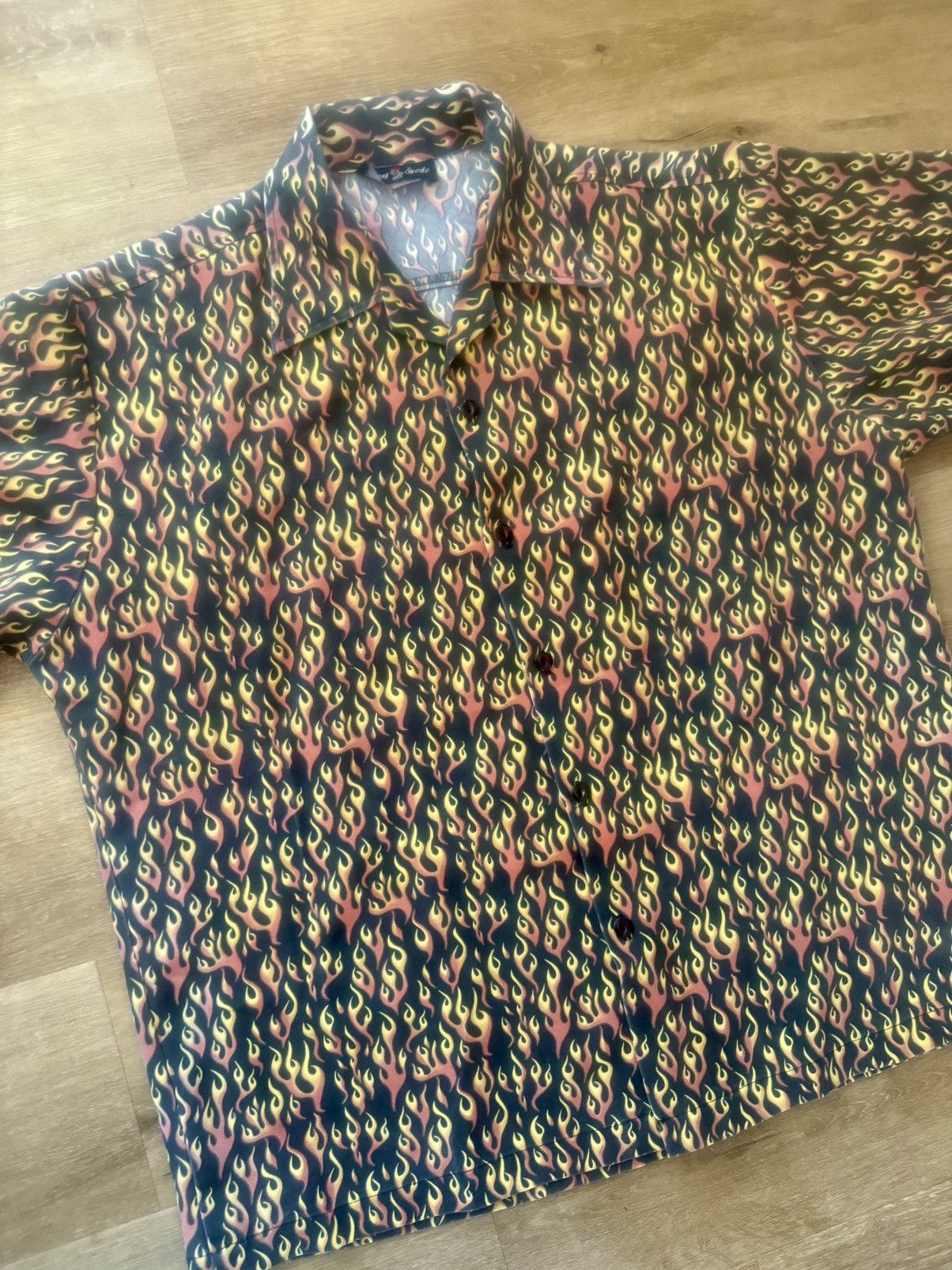 Other Vintage Flaming Pattern Canvas Guy Fieri Style Button Up Size US XXL / EU 58 / 5 - 19 Thumbnail