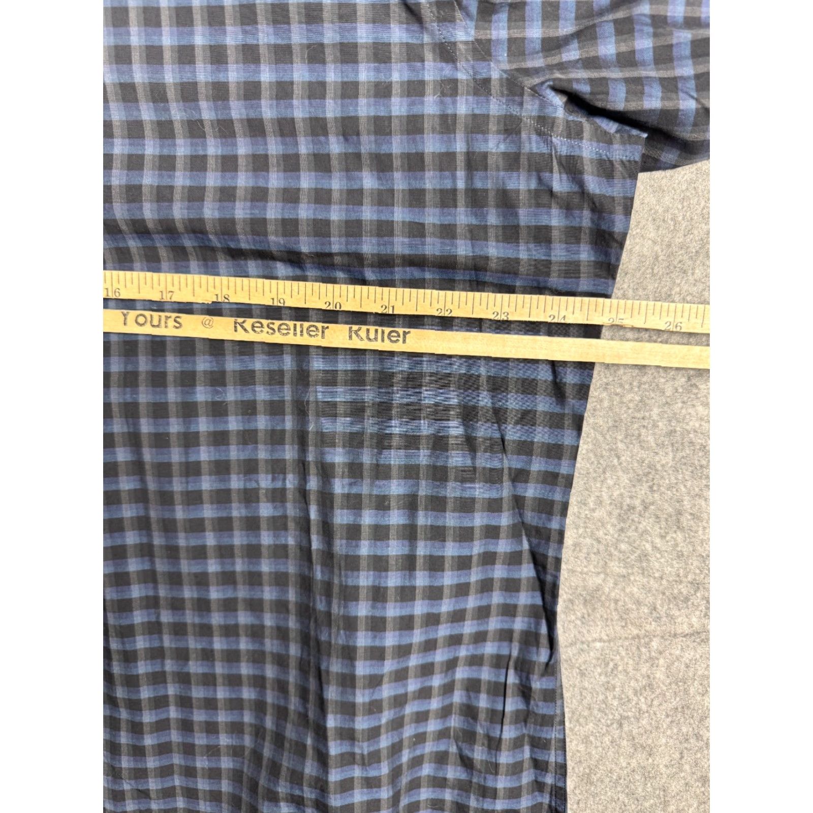 Vintage Luciano Barbera Dress Shirt Men's XL Plaid Blue Black 100% Cotton Italy Button Collar Spread Shirt Regular Mens Size 46R - 7 Thumbnail