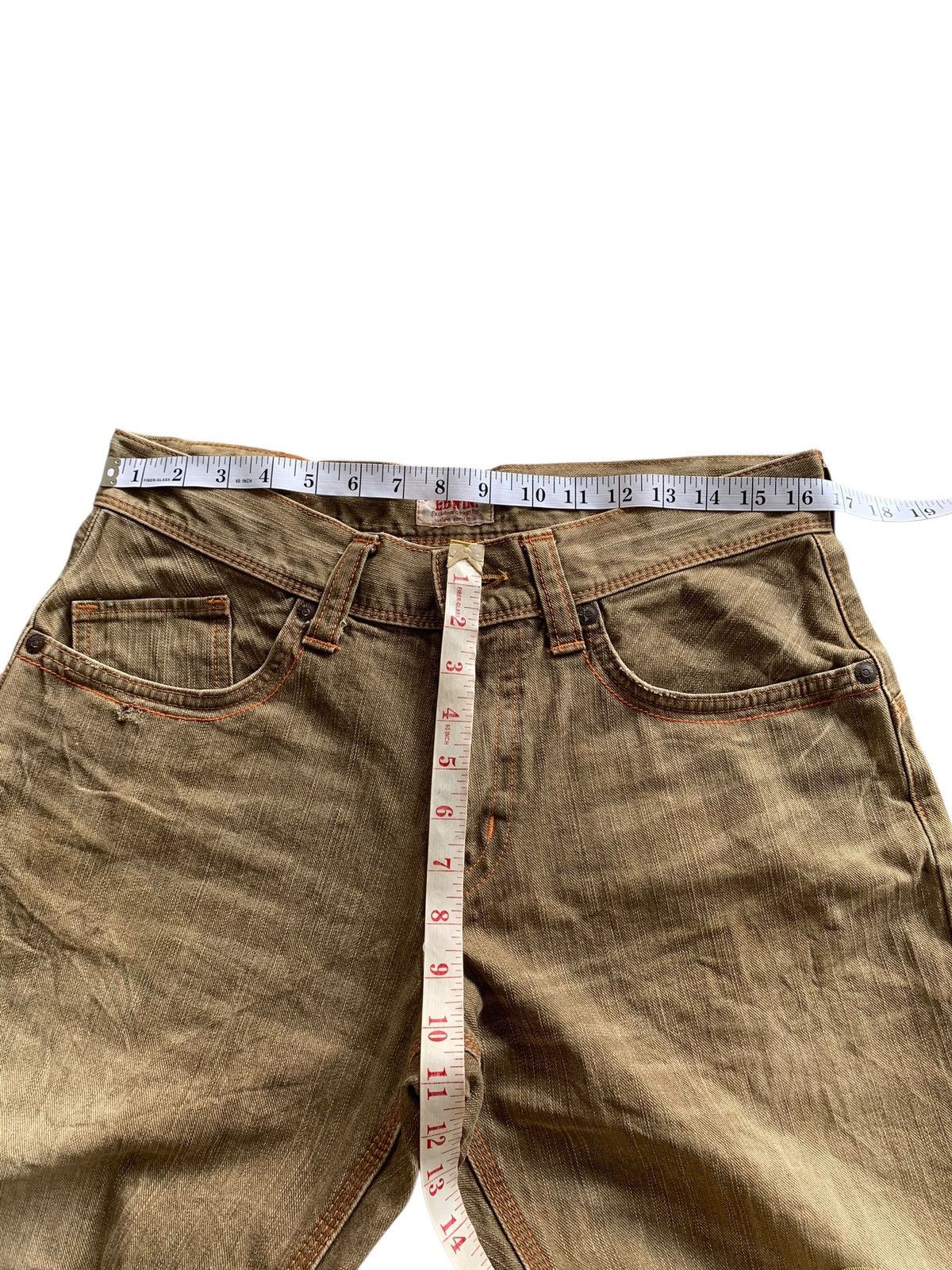 Edwin FLARE EDWIN XV BUCKLE BACK RUSTY JAPANESE DISTRESSED DENIM Size US 33 - 13 Thumbnail
