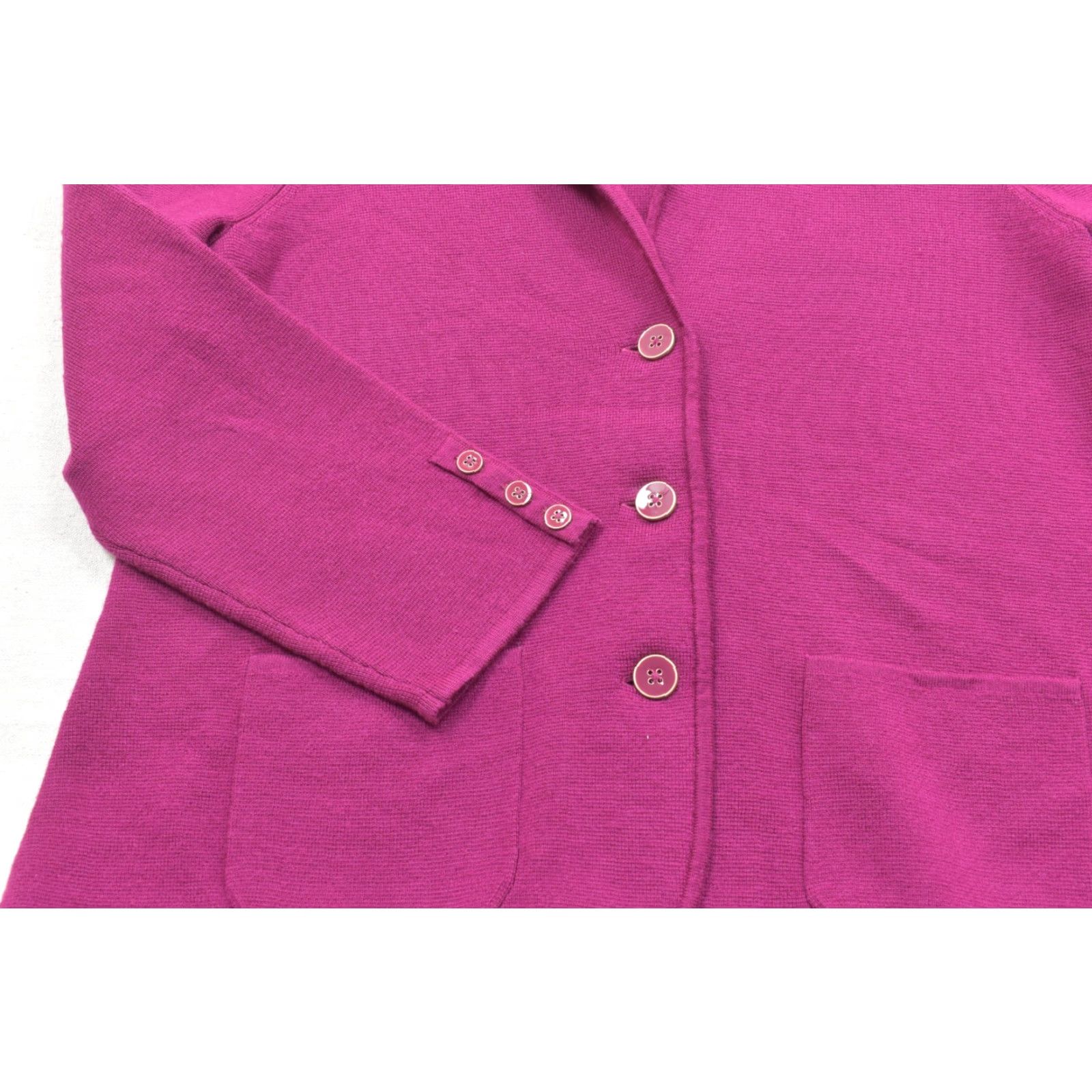 Talbots VINTAGE? No — Talbots Plus 1X Pure Merino Wool Knit Blazer Sweater Jacket Berry Pink 3-Button Cardigan Sweatshirt? Size XL / US 12-14 / IT 48-50 - 6 Thumbnail