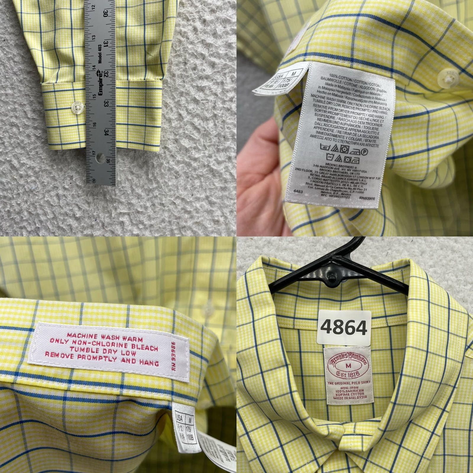 Brooks Brothers Brooks Brothers Shirt Mens M Yellow Blue Check Non Iron Supima Cotton Button-Up Regular XSmall? Size US M / EU 48-50 / 2 - 8 Thumbnail