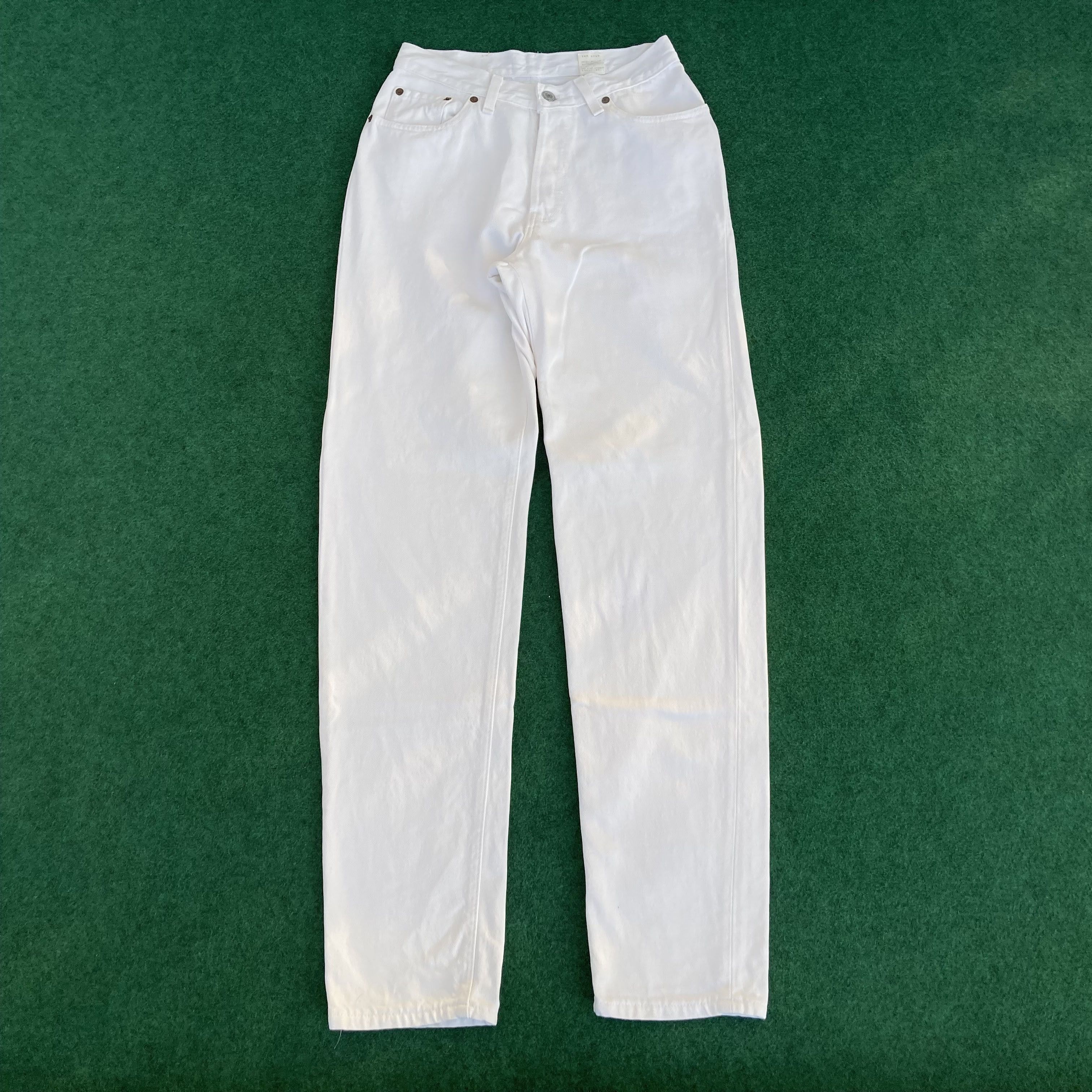 image of Distressed Denim x Levis Vintage Levis 501 Distressed Ripped Women White Grunge Jeans (Size 26)
