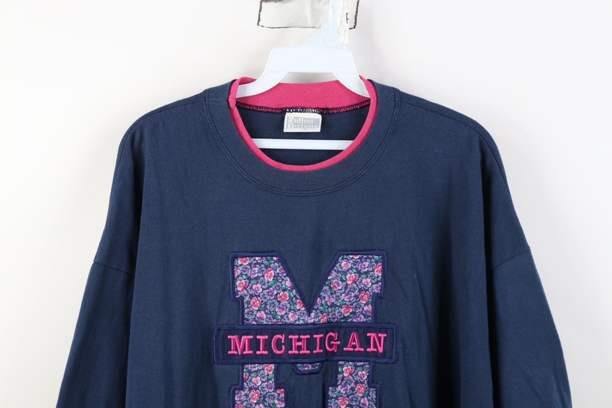 Vintage Vintage 90s Block Flower University of Michigan T-Shirt USA Size XXL / US 16-18 / IT 52-54 - 2 Thumbnail