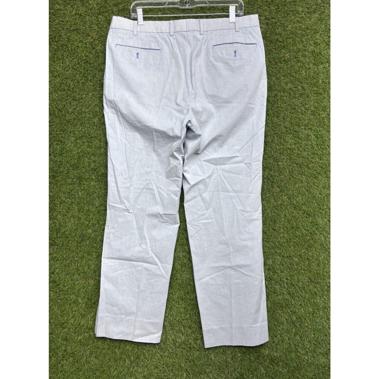 Vintage Hiltl Pants Mens 37 Gray Chino Flat Front Stretch Cotton Pockets Casual Business Regular 31 in Straight Size US 37 - 7 Thumbnail