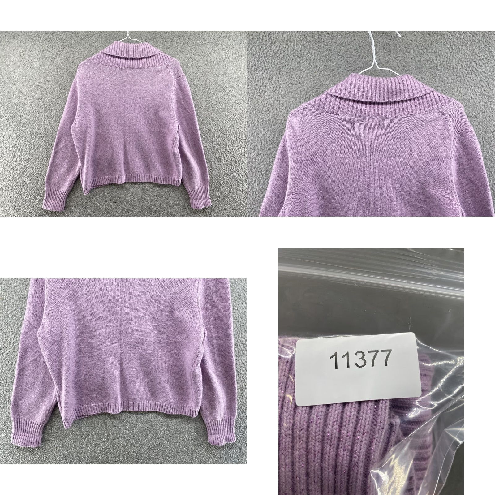Worthington Worthington Purple Sparkle Cardigan Sweater in Women’s XL, Collared, Long Sleeve, Purple, Metal Theme, Silver Accent, Polyester, Cardigan, Women, XL Size XL / US 12-14 / IT 48-50 - 8 Thumbnail