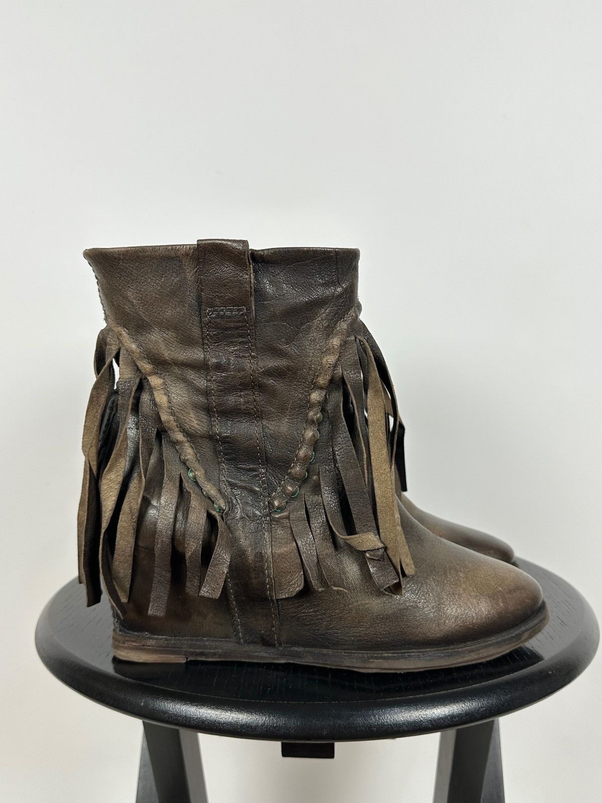 A.S.98 A.S.98. Airstep Leather Fringe Ankle Boho Western Boots Size US 7 / IT 37 - 1 Thumbnail