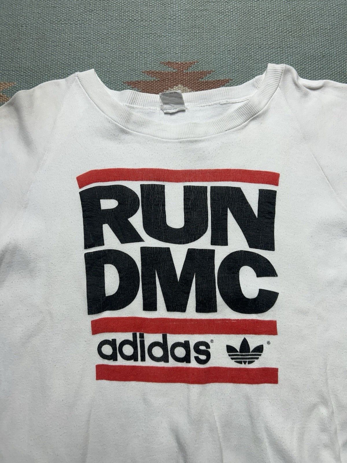 Vintage VTG 80s sweatshirt adidas Run DMC hip hop streetwear L/XL Size US L / EU 52-54 / 3 - 3 Thumbnail