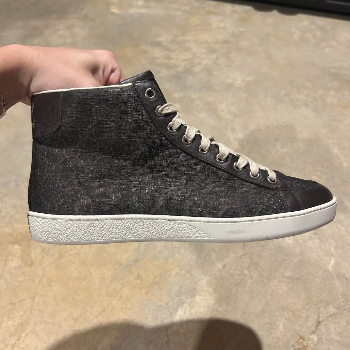 Gucci Gucci GG Supreme Canvas Leather Trim High Top Sneakers US 7 Size US 7 / EU 40 - 8 Thumbnail