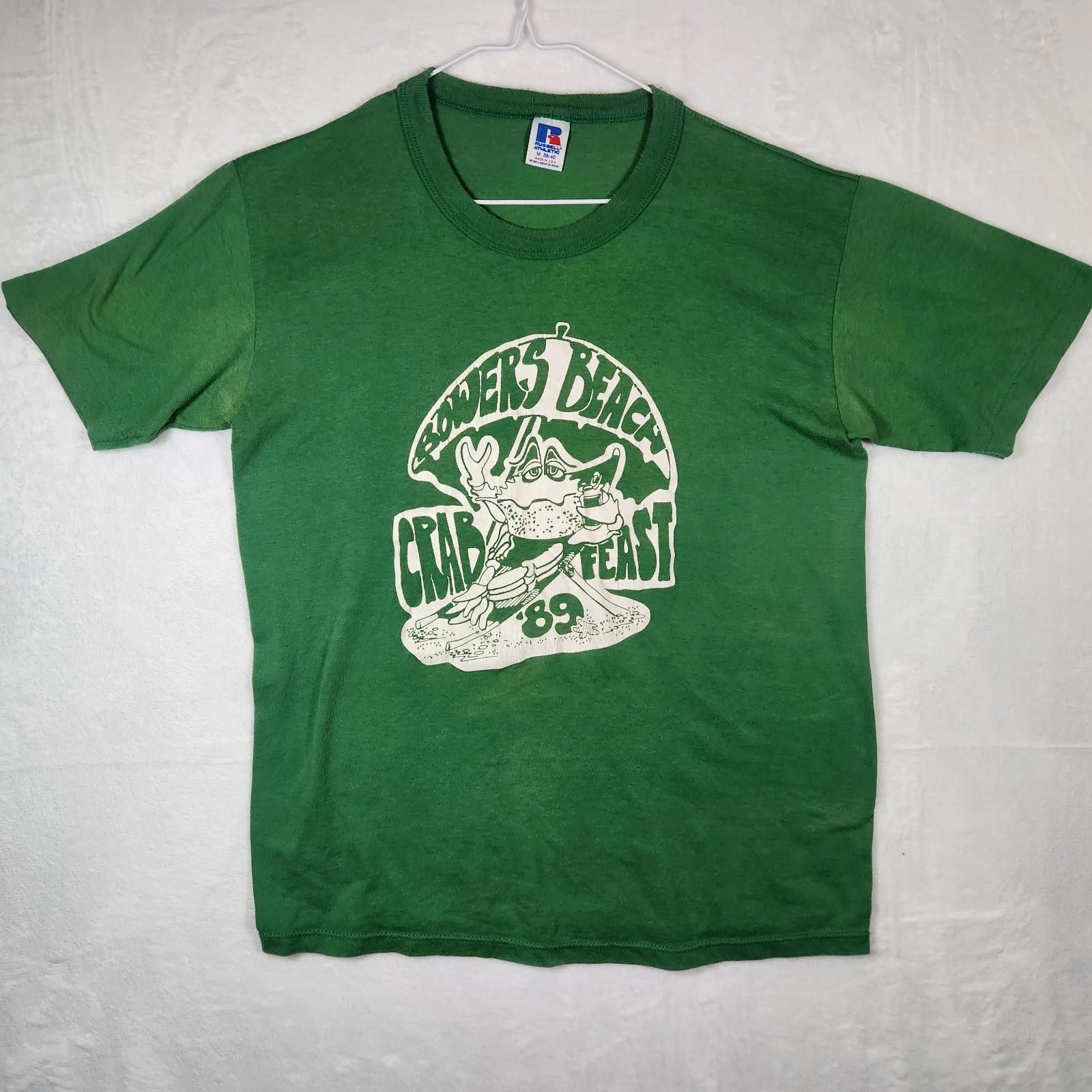Russell Athletic Vtg 1989 Single Stitch Crab Feast Tshirt Green Size Medium Size US M / EU 48-50 / 2 - 1 Thumbnail