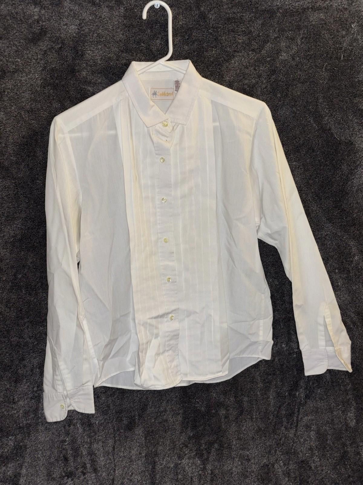 Saddlebred Saddlebred Womens Ivory Tuxedo Pleated Bib Button Blouse Size L / US 10 / IT 46 - 1 Thumbnail
