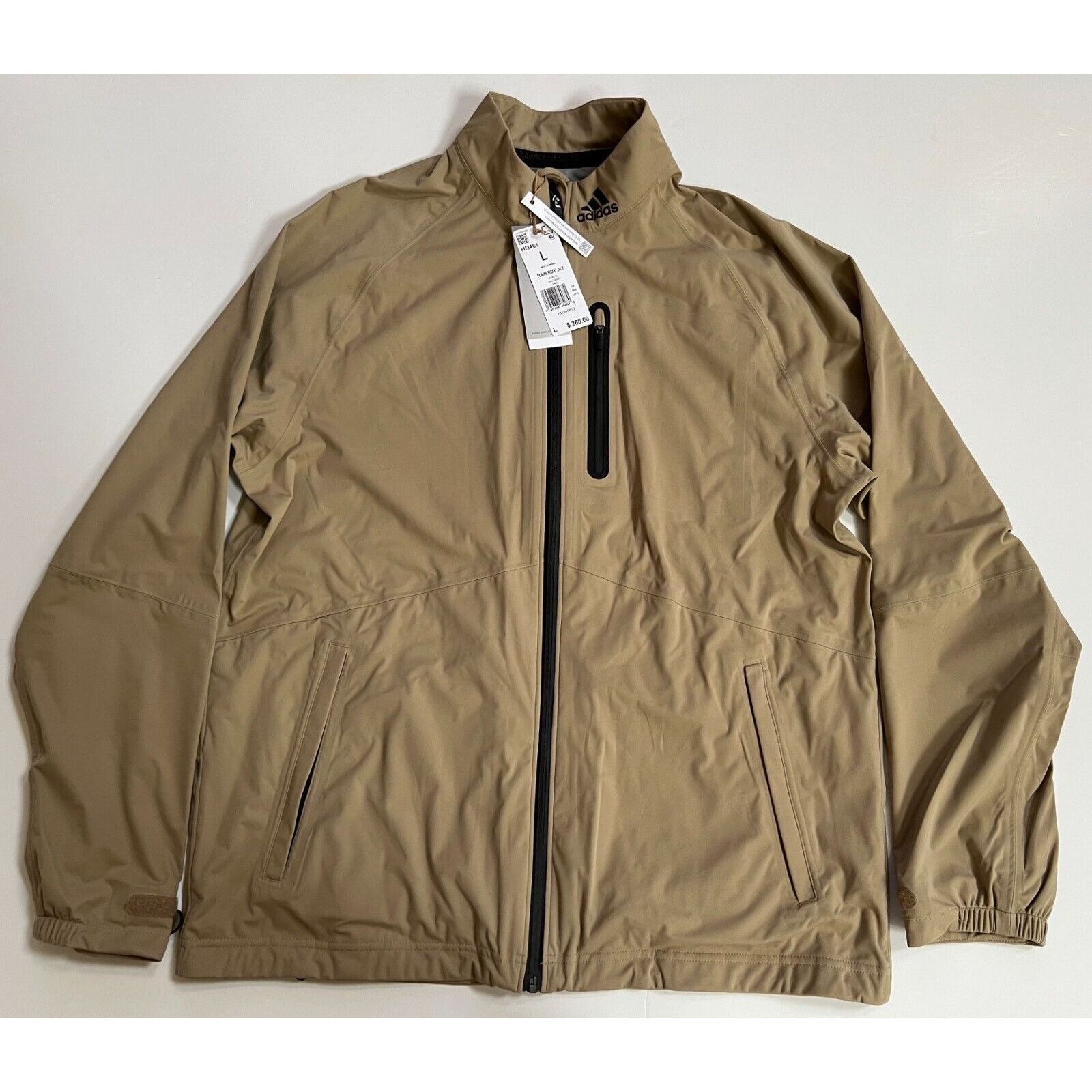 Adidas Rain Ready Golf Jacket Hemp Beige Tan HI3461 Men Sz L