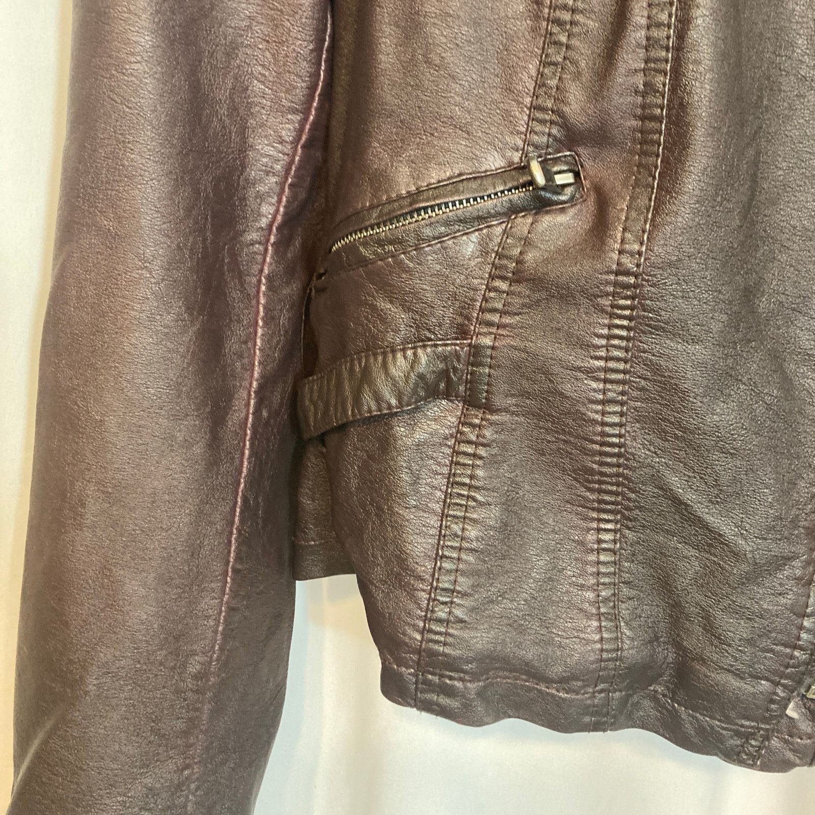 Blanc Noir Blanc Noir Brown Leather Zip Up Button Collar Bomber Jacket Size L / US 10 / IT 46 - 4 Thumbnail