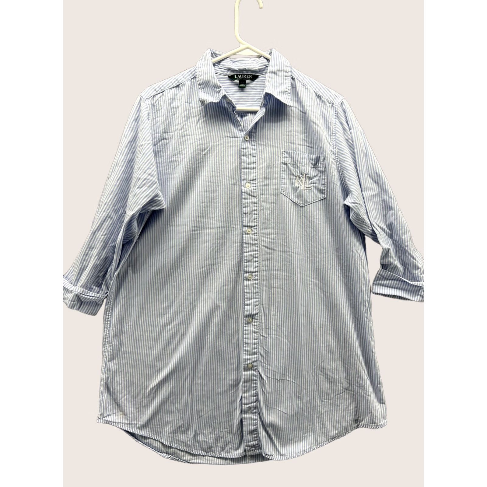 Ralph Lauren Lauren Ralph Lauren Shirt Womens Medium Blue Stripe Button Long Sleeve Casual Everyday M Womens Size M / US 6-8 / IT 42-44 - 1 Thumbnail