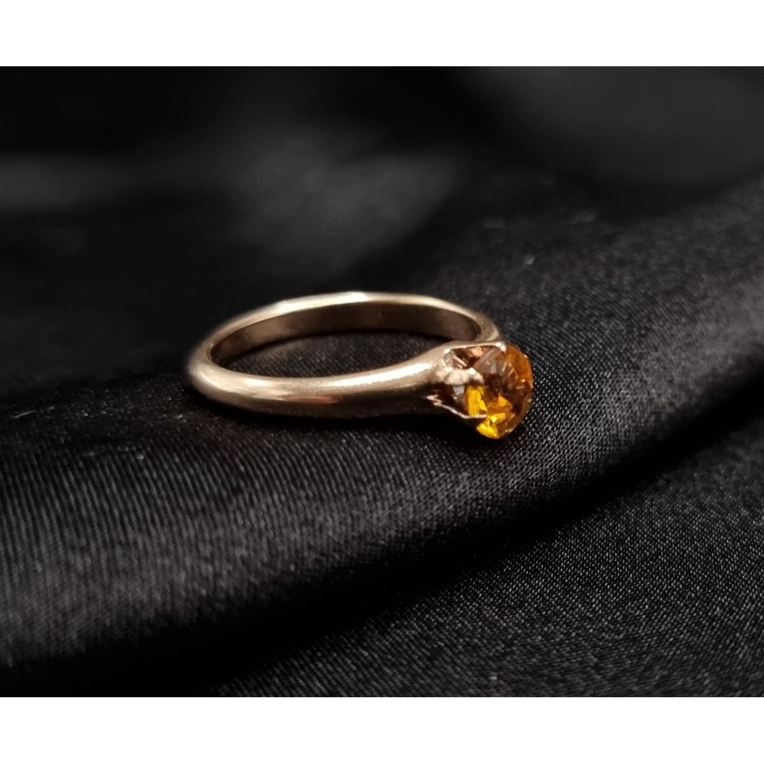 Vintage Vintage Mid Century 10K Yellow Gold Citrine Solitaire Ring Size ONE SIZE - 1 Thumbnail