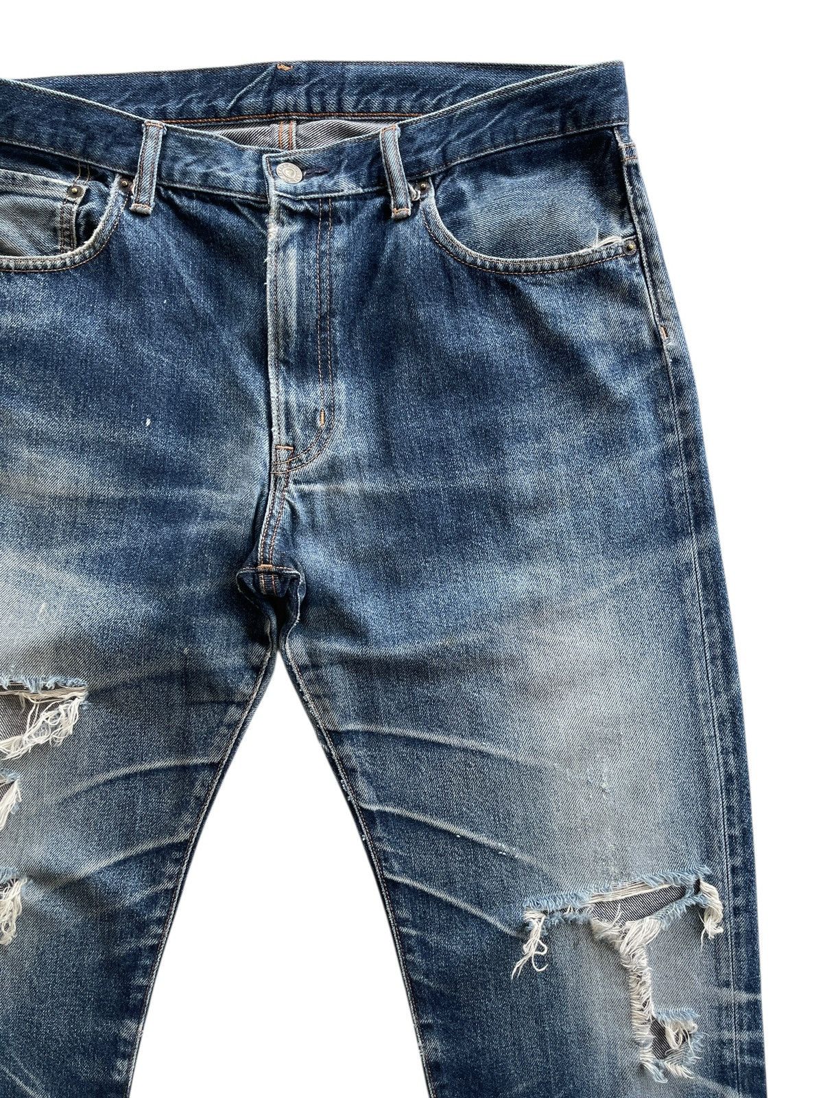 Japanese Brand Ripped Distressed GU Denim Size US 34 / EU 50 - 5 Thumbnail