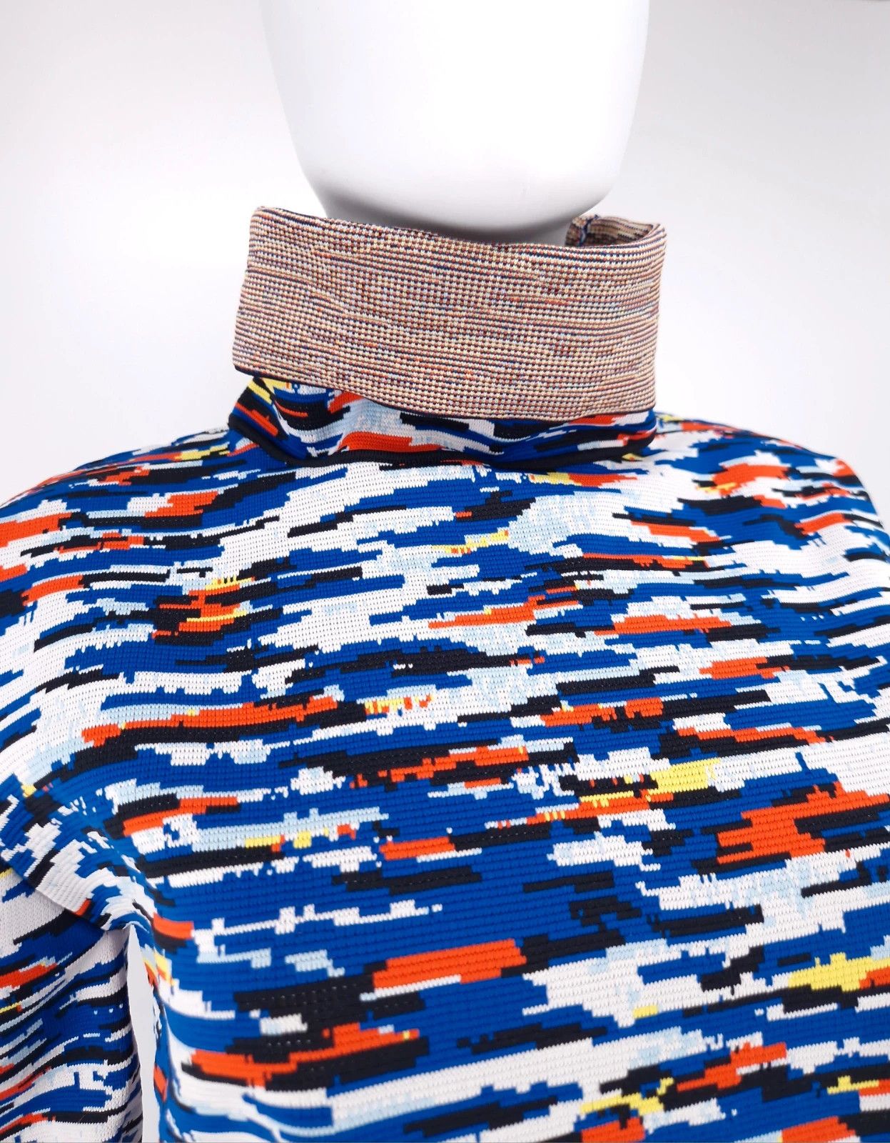 Loewe Loewe Glitch Pattern Turtleneck Knit with Leather Cuffs Size S / US 4 / IT 40 - 6 Thumbnail