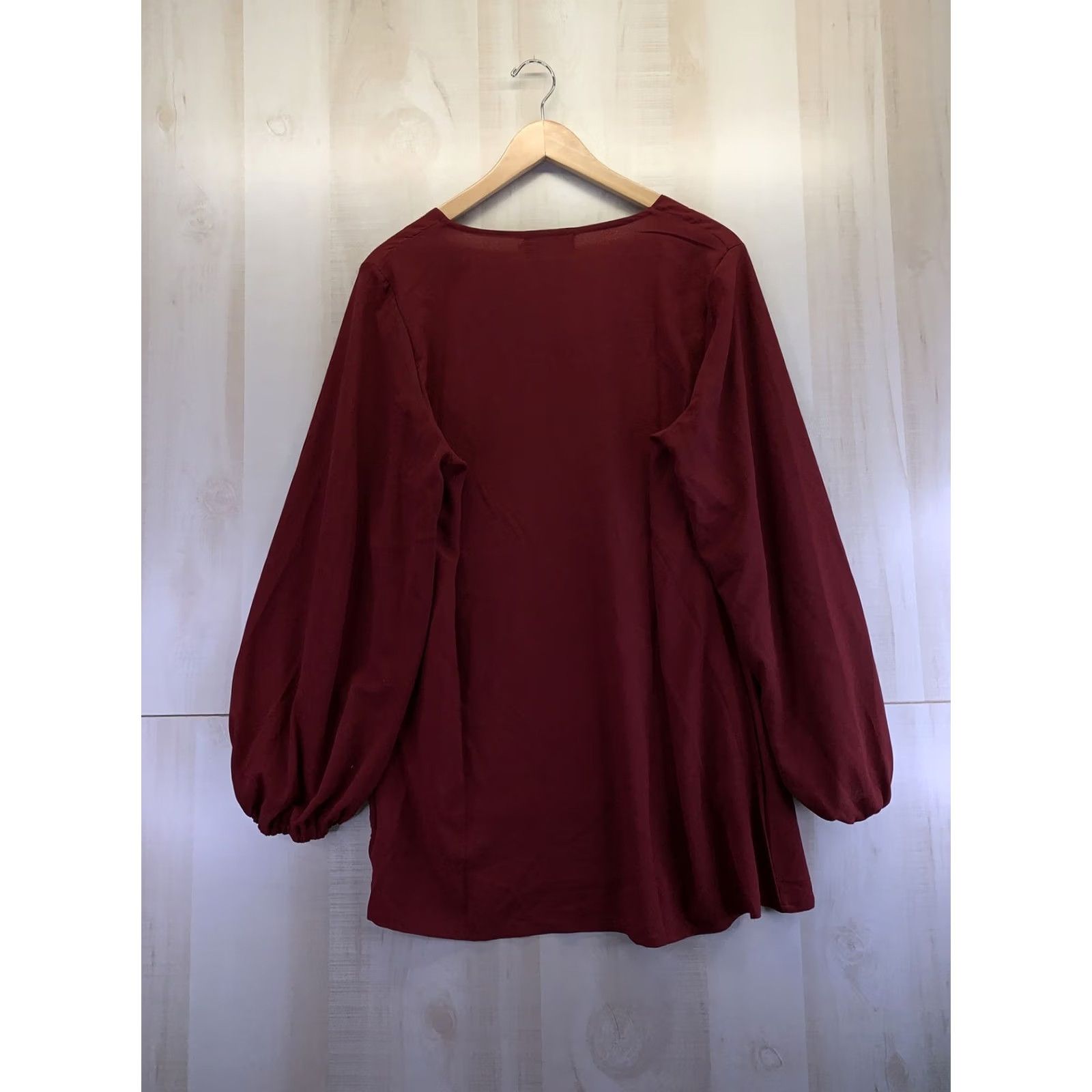 Vintage Belongsci Chiffon Burgundy V Neck Balloon Sleeve Womens Blouse XL NWT-6782 Size XL / US 12-14 / IT 48-50 - 6 Thumbnail