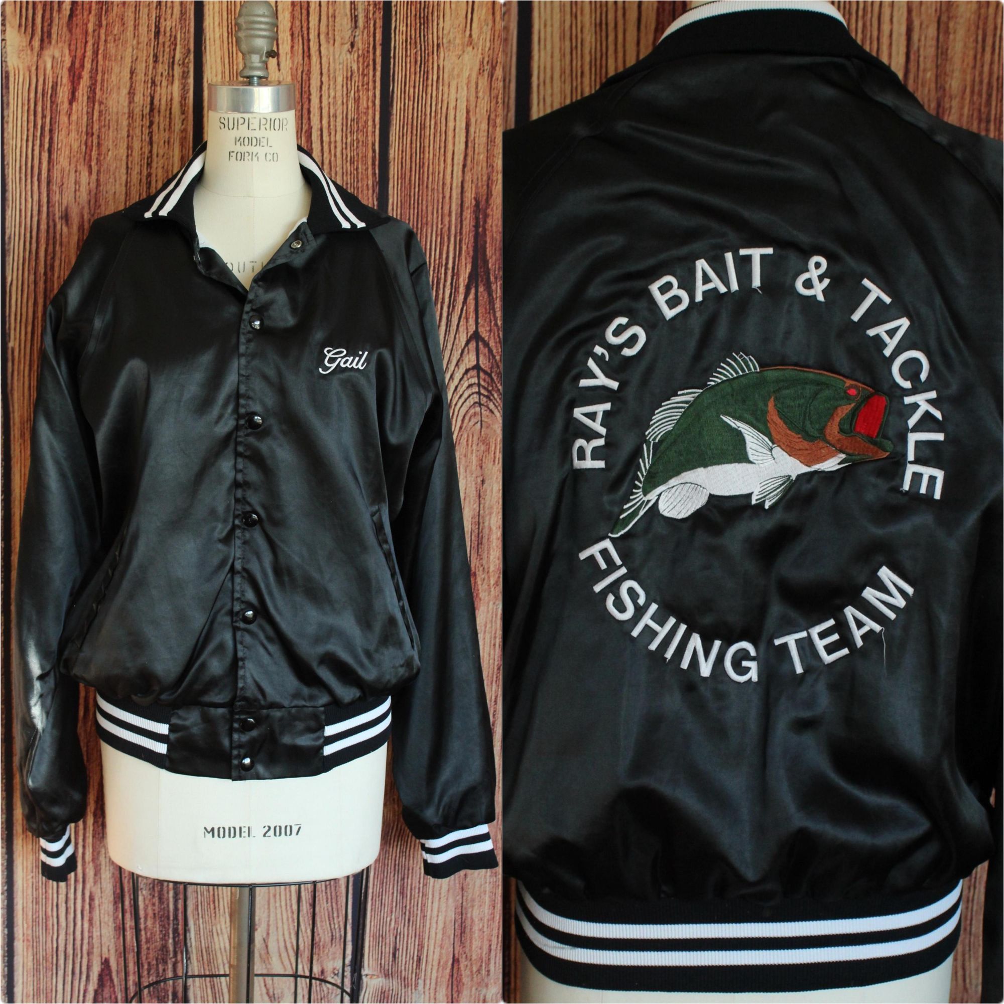 Vintage Vintage 1970s 1980s Men's Jacket, Black Satin Rennoe Vinelan Size US M / EU 48-50 / 2 - 1 Thumbnail