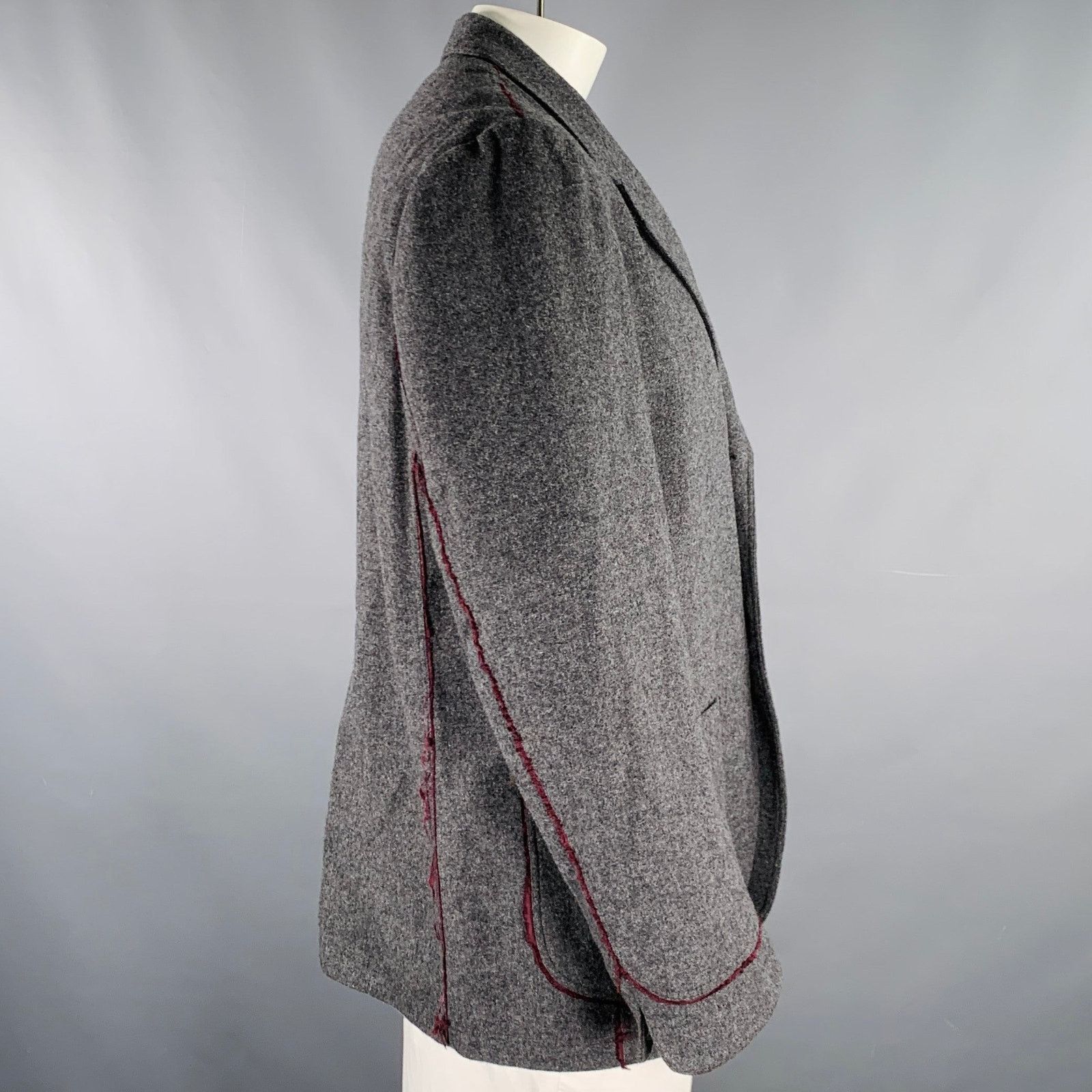 Paul Smith Size 42 Grey Burgundy Wool Blend Contrast Trim Jacket Size US L / EU 52-54 / 3 - 2 Thumbnail