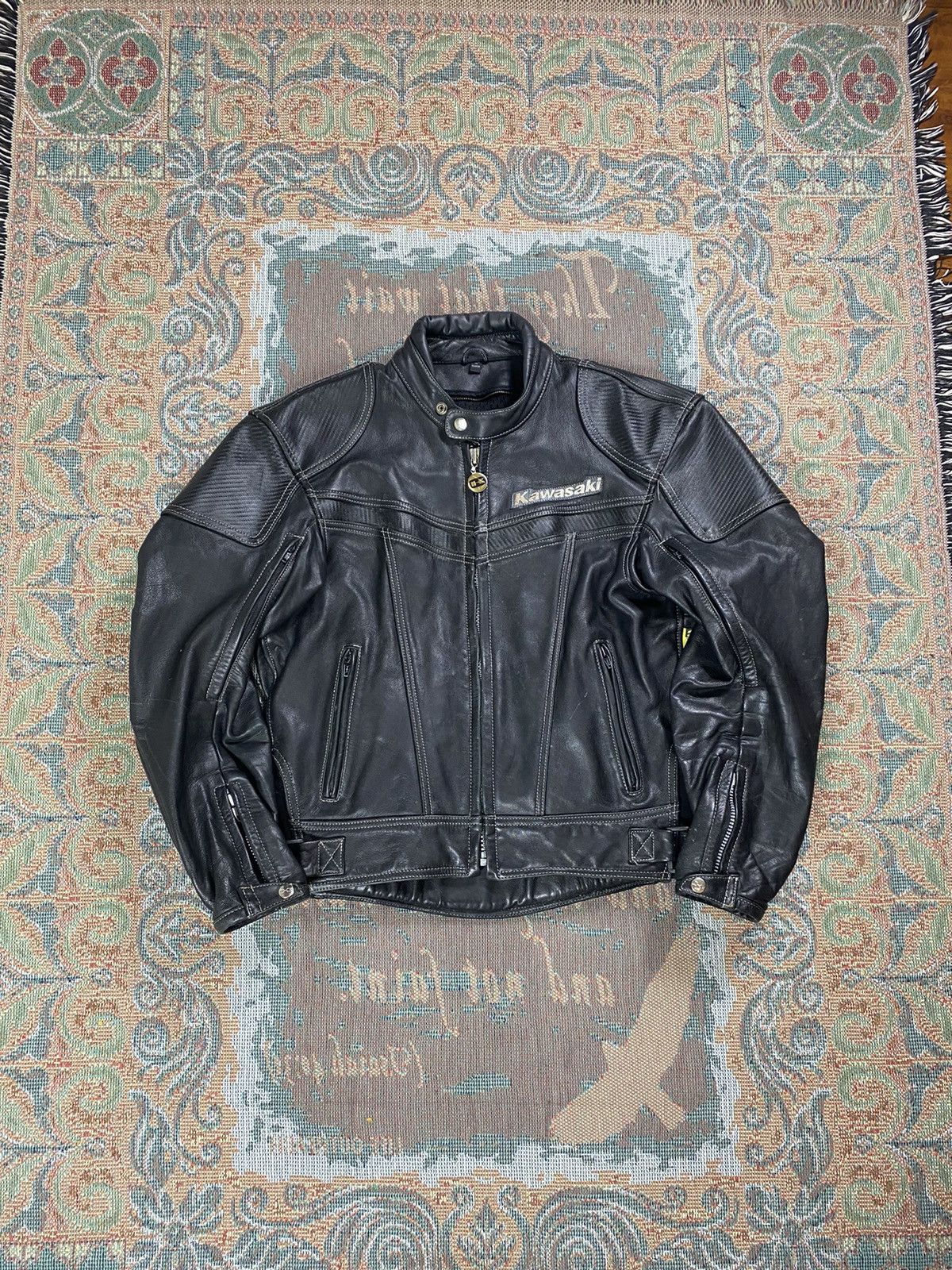 Vintage Kawasaki (Biker) Padded Leather Jacket Size US S / EU 44-46 / 1 - 1 Thumbnail