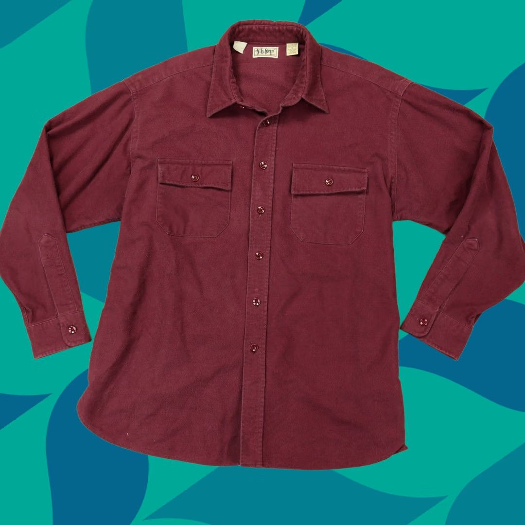 Vintage VINTAGE LL BEAN Shirt Mens 18 XL-2XL Red Button-Up Distressed Cham... Size US XXL / EU 58 / 5 - 1 Thumbnail