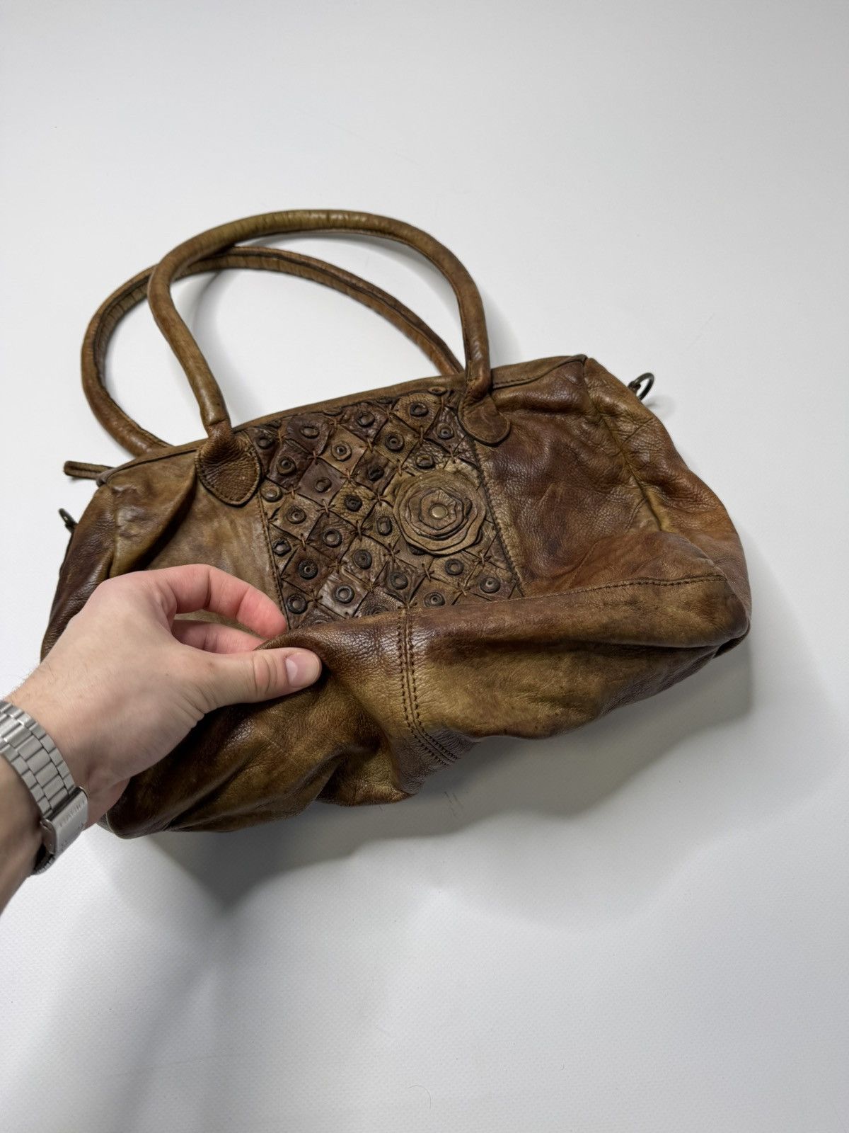 Vintage Vintage avant garde leather bag floral flower swag y2k 90s Size ONE SIZE - 2 Thumbnail