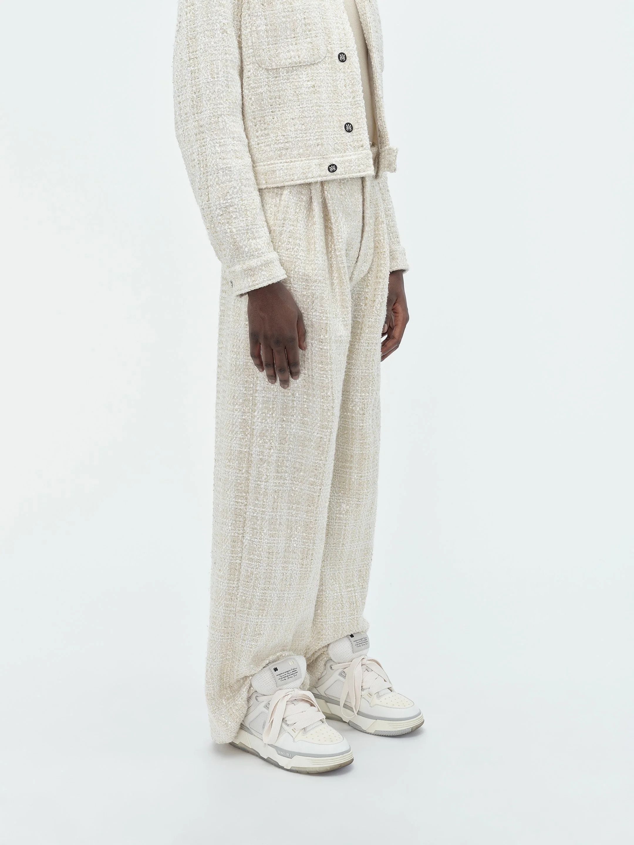 Amiri o1s1wg110525 Sequin Boucle Double Pleated Pant in Ivory Size US 36 / EU 52 - 4 Thumbnail