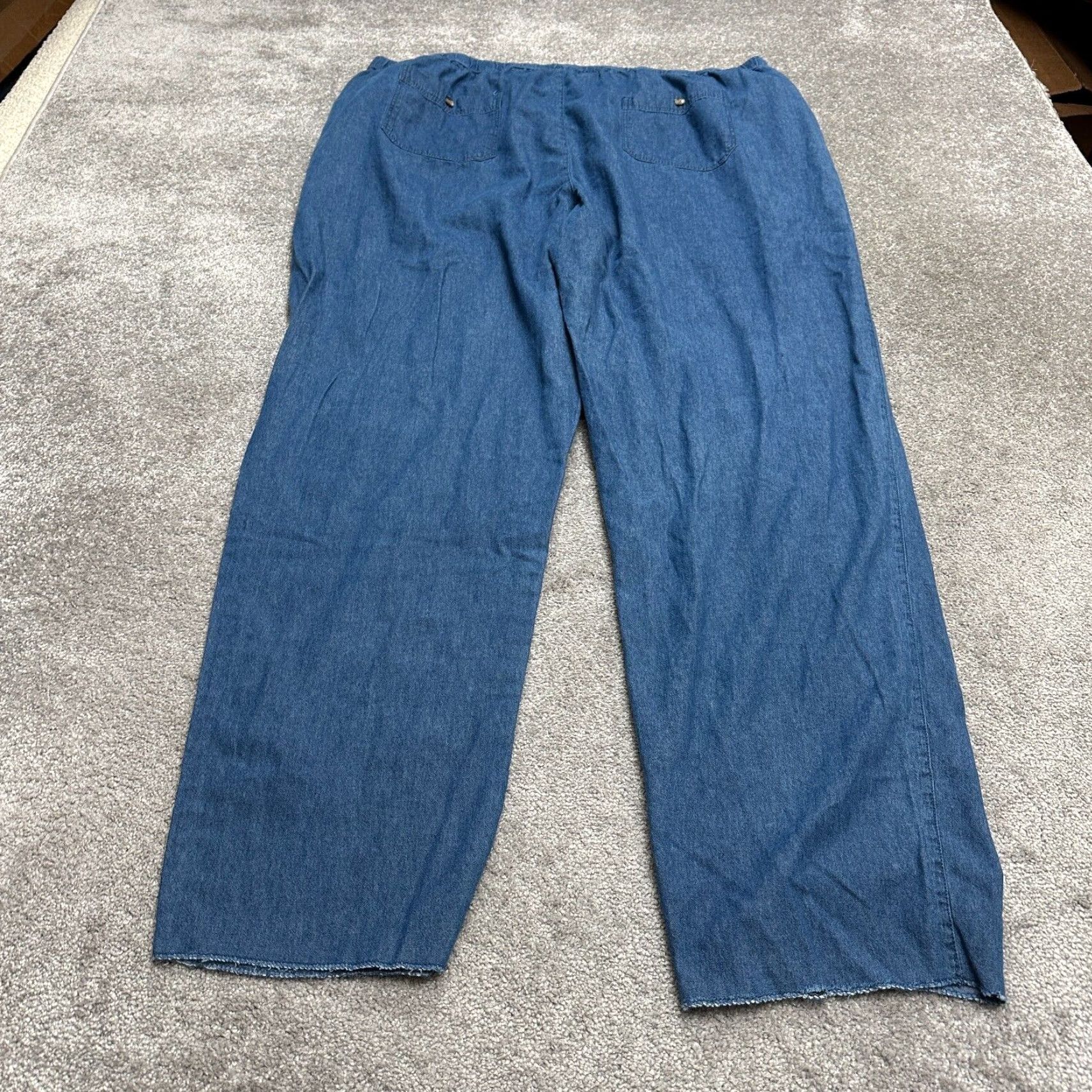 Vintage King Size Jeans Womens Tall 5XL Blue Denim Wide-Leg 51x38.5 Elastic Waist Button Zip 100% Cotton Modern Classic Vintage No Size 40" / US 18 - 2 Thumbnail