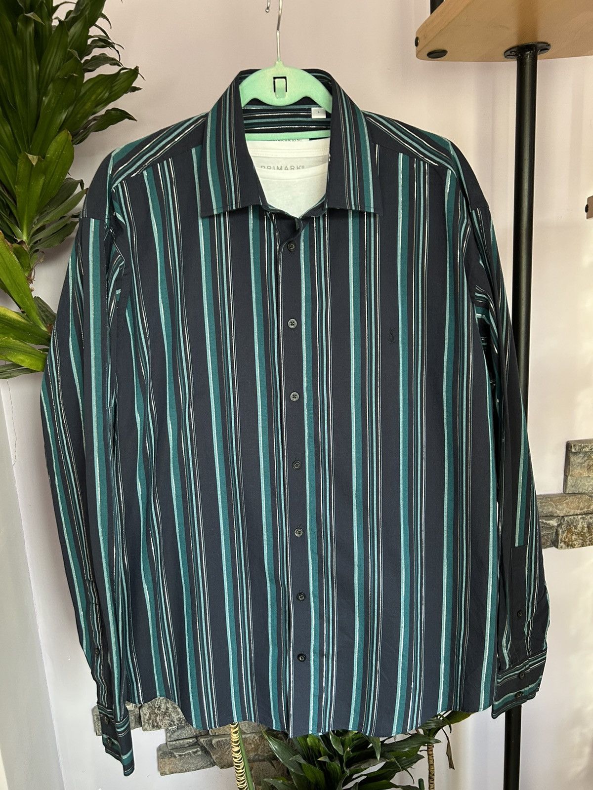 Saint Laurent Paris Vintage Yves Saint Laurent Striped Shirt Size US L / EU 52-54 / 3 - 9 Thumbnail