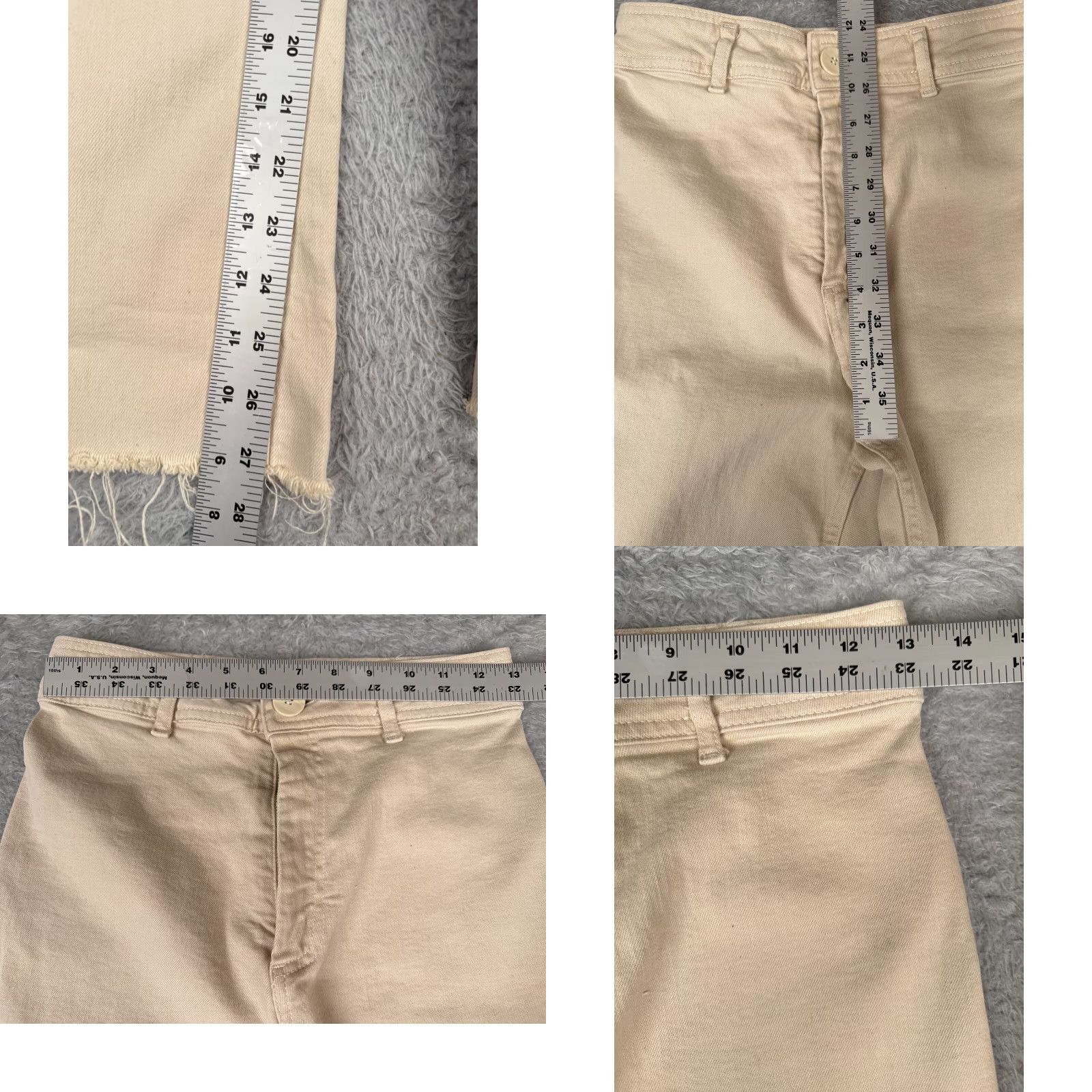 Vintage VINTAGE Womens Jeans Wide-Leg Crop Beige Denim High Rise 25x27 5-Pocket Zipper Embroidered Button Cotton 25 Regular Womens Size 42" / US 20 - 8 Thumbnail