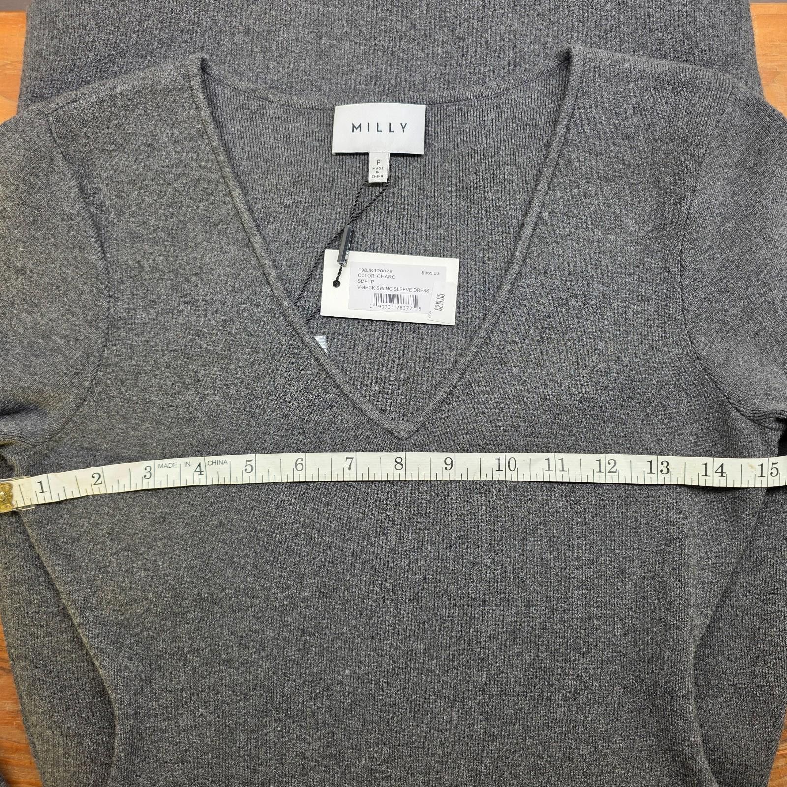 Woolrich Woolen Mills Milly Grey Knit Wool Blend Dress V-Neck Bell Sleeve Petite P Size S / US 4 / IT 40 - 4 Thumbnail