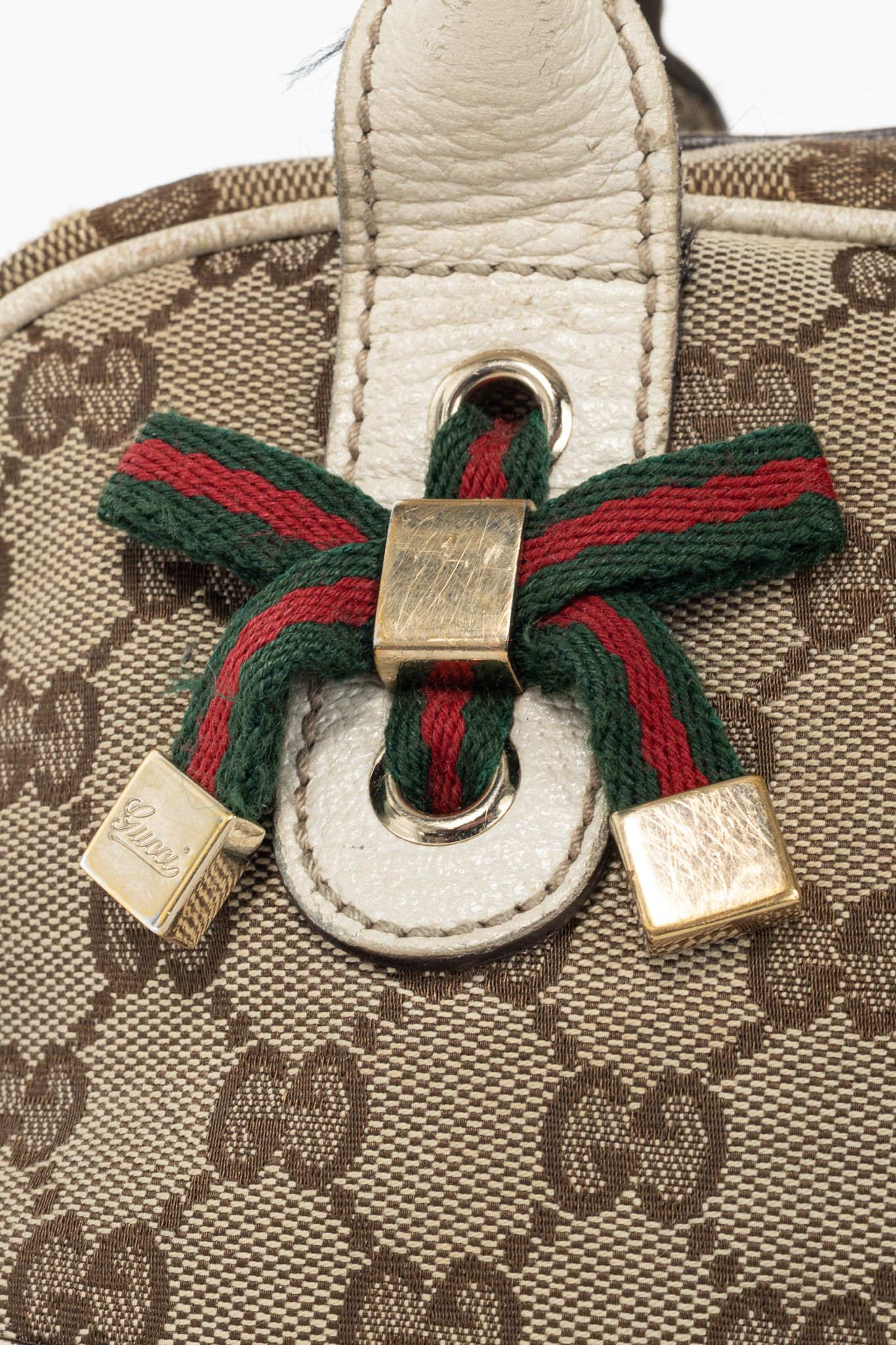 Gucci Gucci Princy Boston Beige & Ebony GG Canvas Web Handbag Size ONE SIZE - 8 Thumbnail