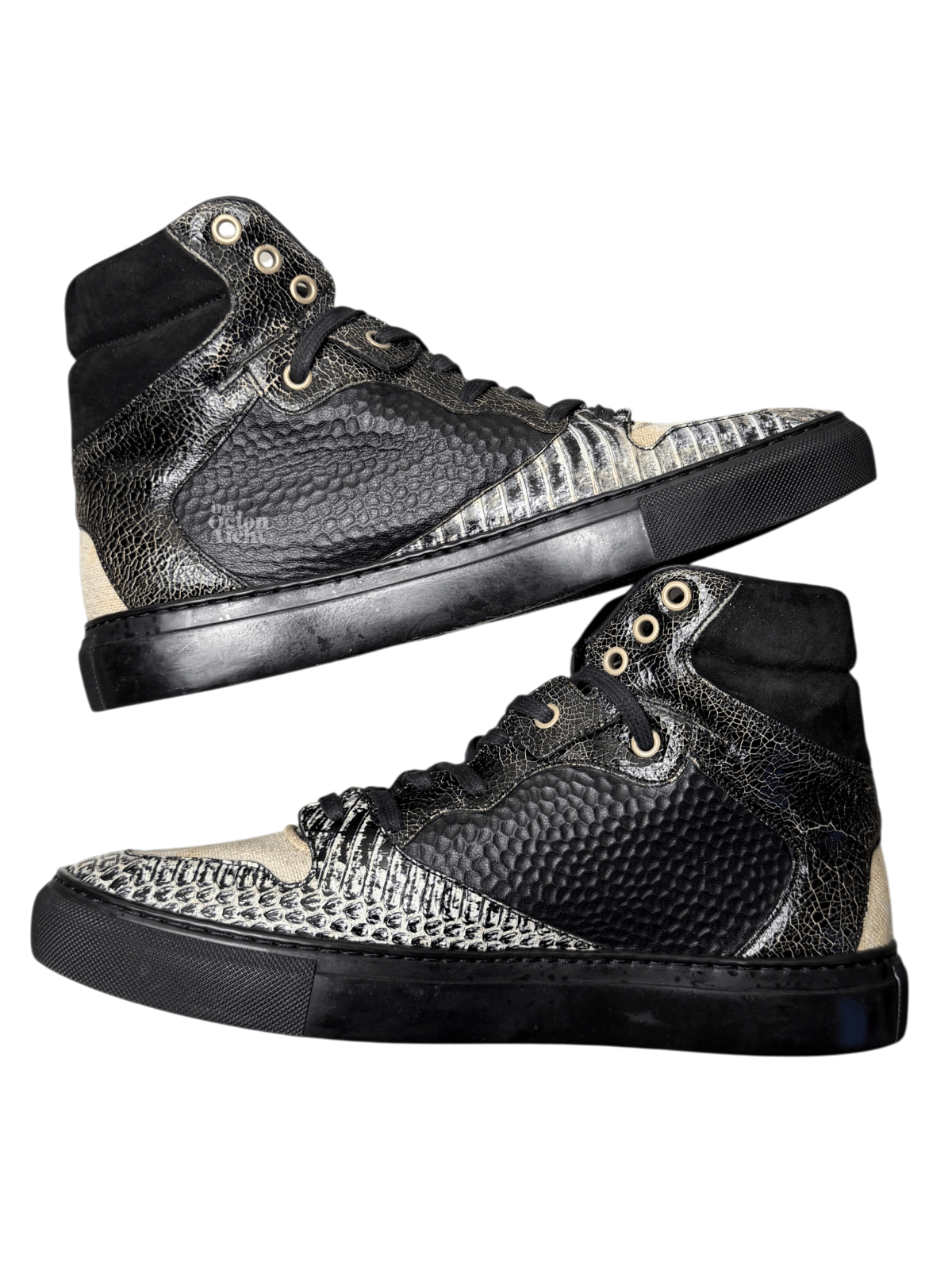 Balenciaga Vintage Balenciaga High Top Sneaker Black/Snakeskin Mismatch Size US 7 / EU 40 - 6 Thumbnail