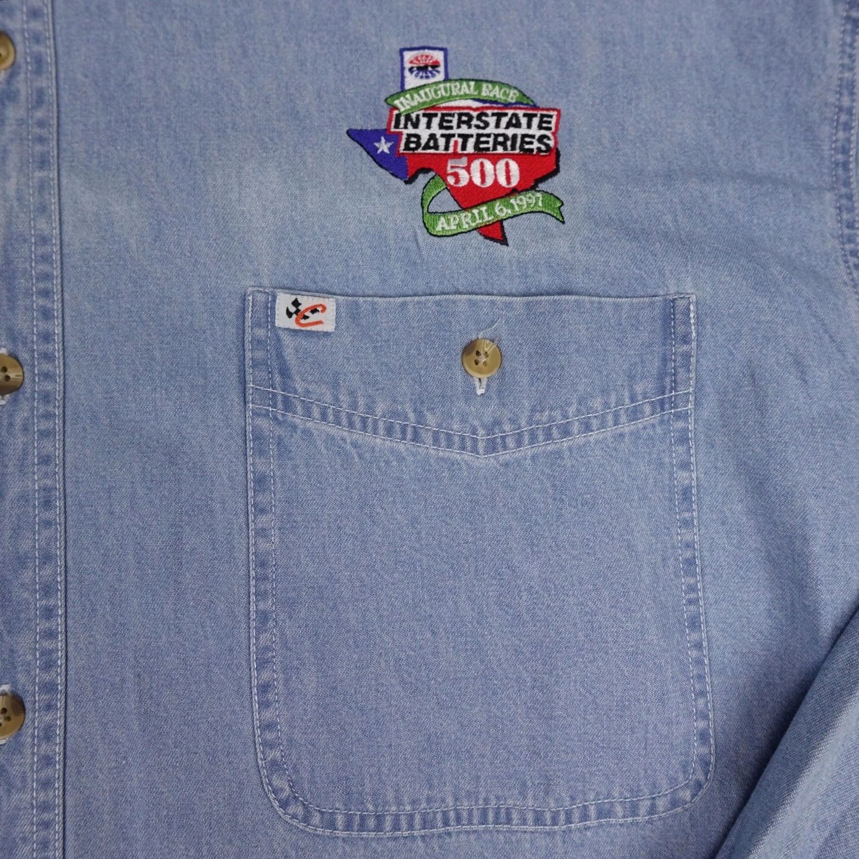 Chase Authentics VINTAGE Chase Authentics Shirt Mens 2XL Denim Interstate Batteries 500 90s Size US XXL / EU 58 / 5 - 5 Thumbnail