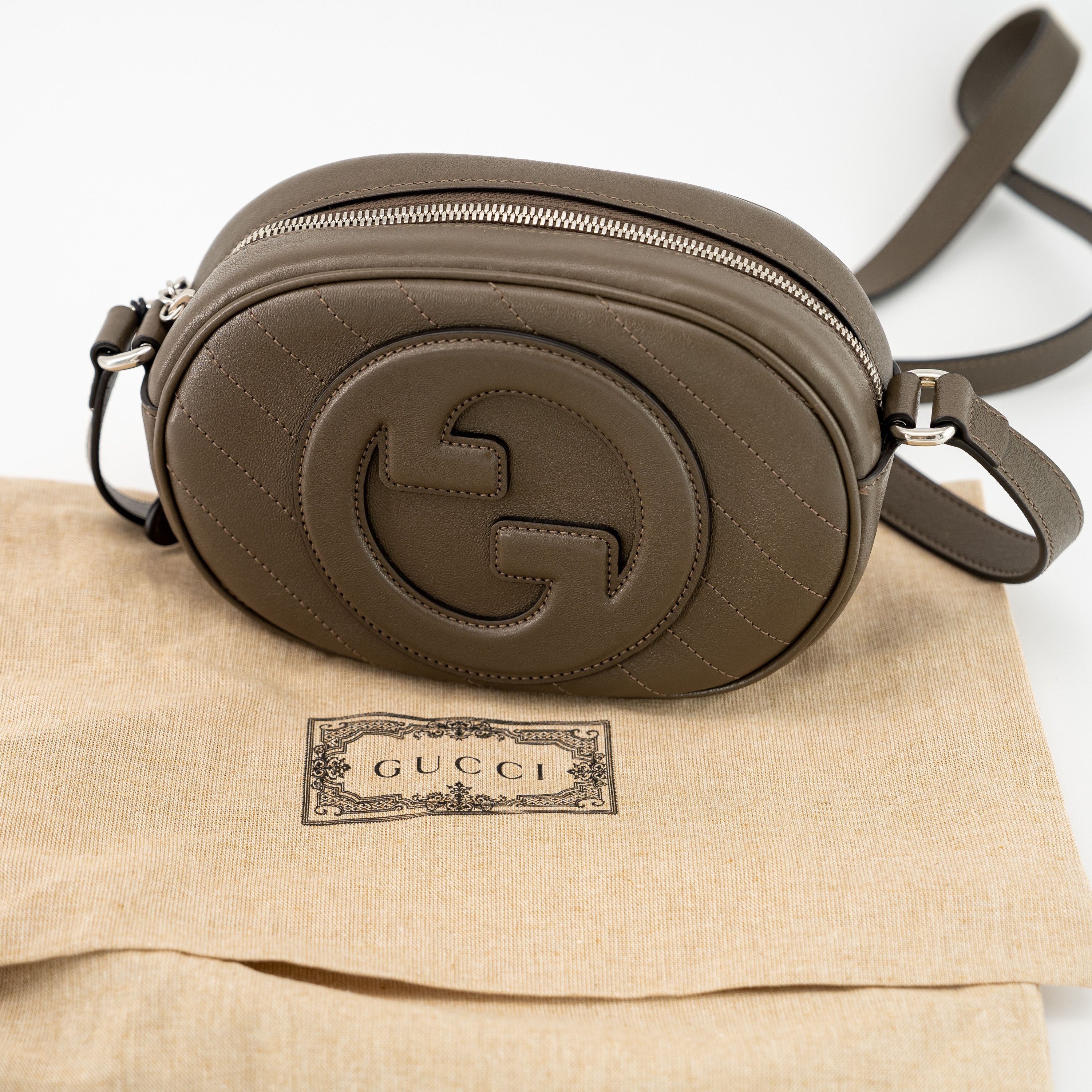 Gucci Gucci Blondie Mini Shoulder Bag Grey Brown Leather GG logo Size ONE SIZE - 8 Thumbnail