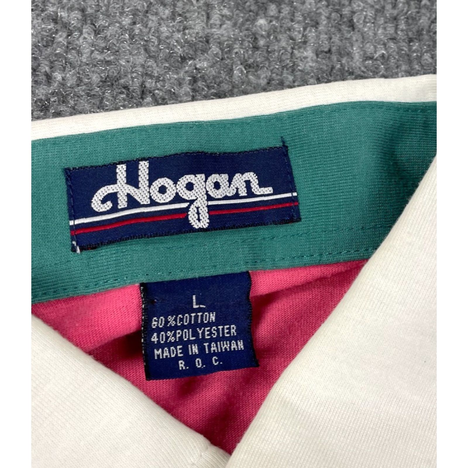 Hogan VTG Yes Hogan Plum Hollow Country Club Polo Shirt Adult Large White Pink Striped Thin 90s Vintage Striped Collared Short Sleeve Polo Shirt Size US L / EU 52-54 / 3 - 3 Thumbnail