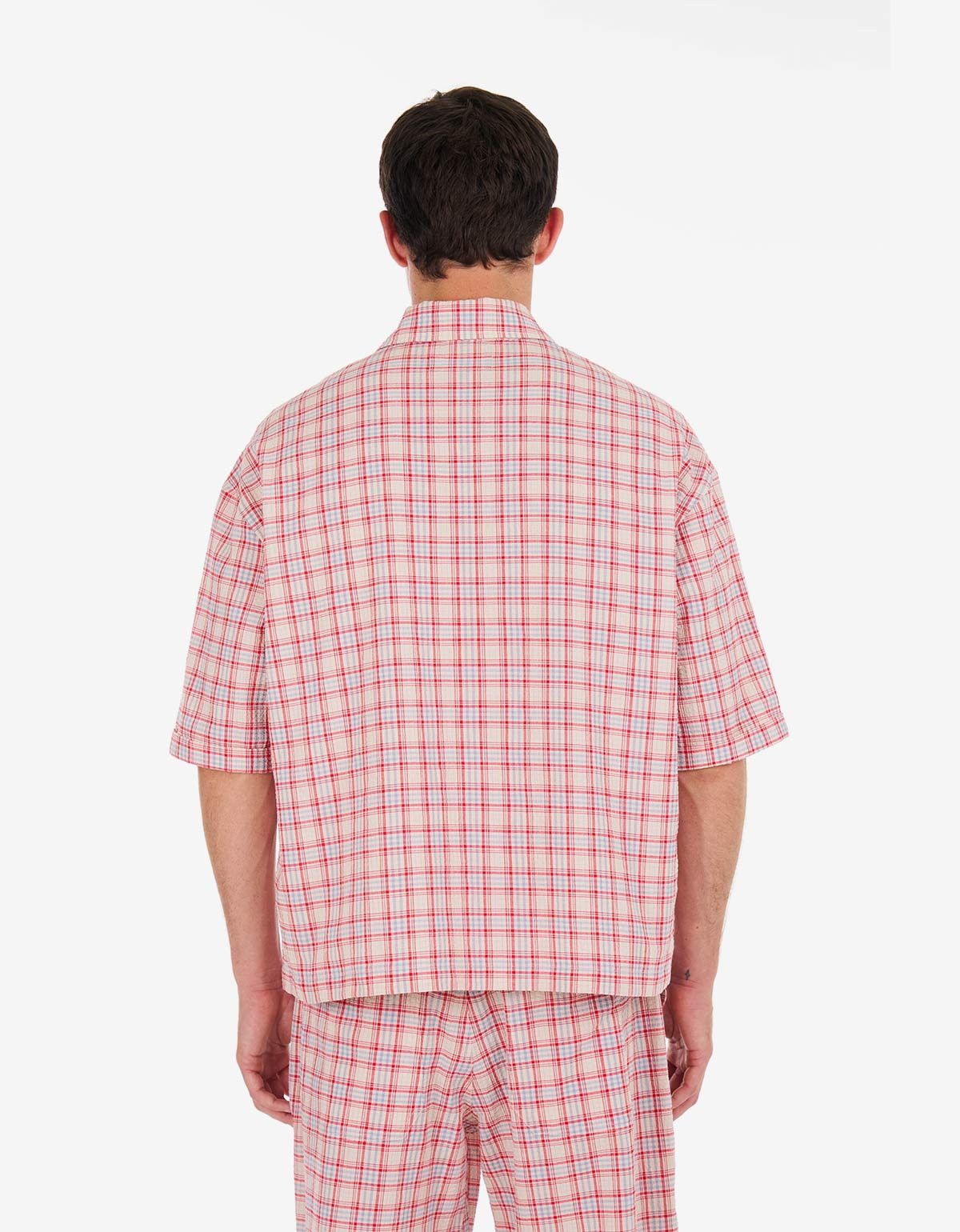 Nahmias Nahmias Red Plaid Summerlandum Cropped Short Sleeve Shirt Size US S / EU 44-46 / 1 - 3 Thumbnail
